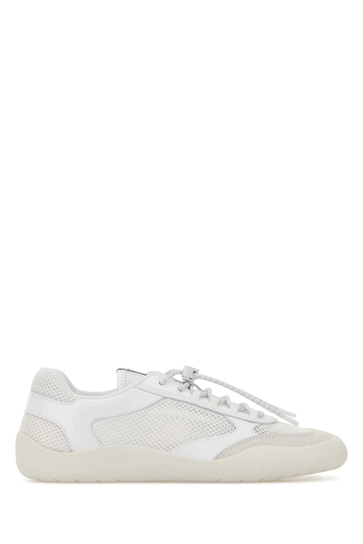 Prada Women White Leather And Mesh Speedrock Sneakers