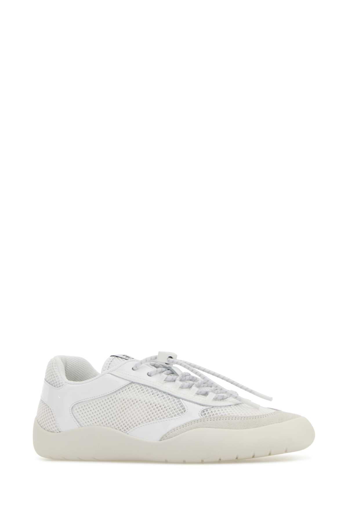 Prada Women White Leather And Mesh Speedrock Sneakers