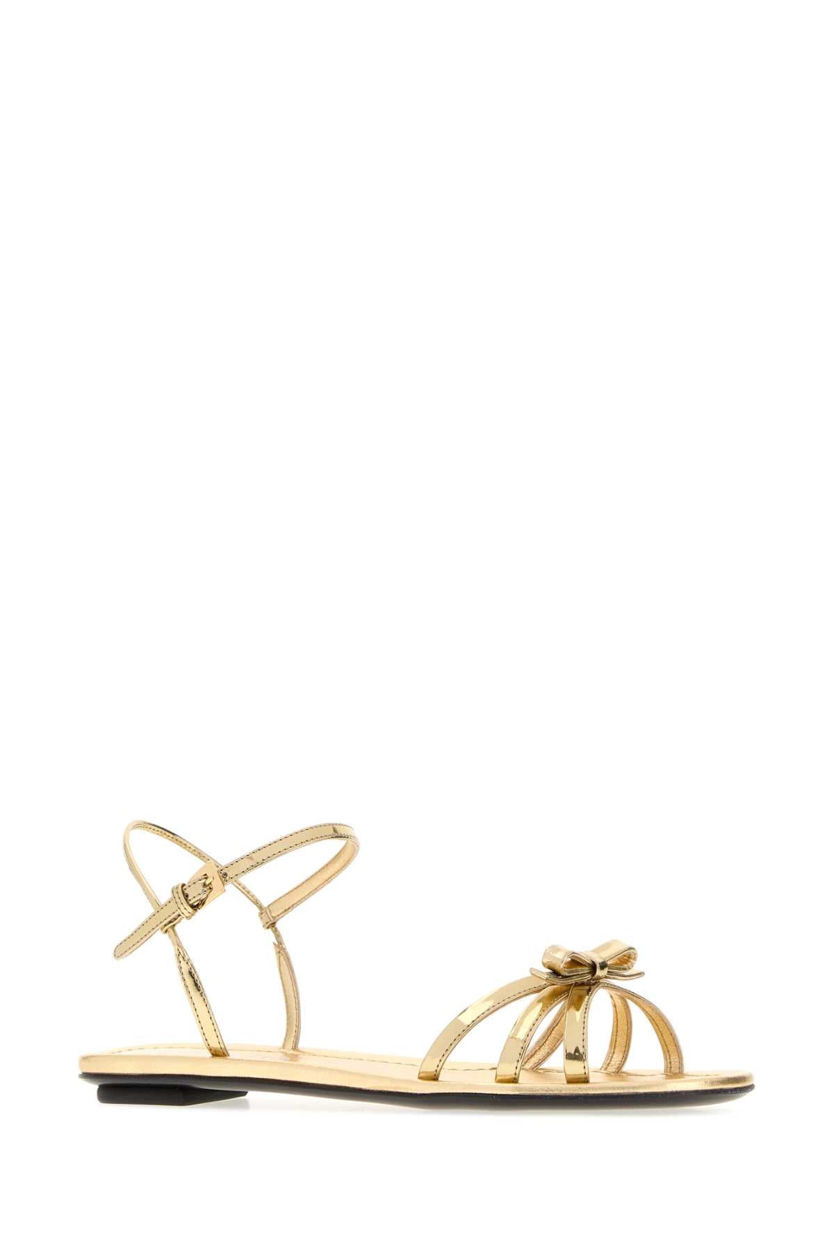Prada Women Gold Leather Sandals