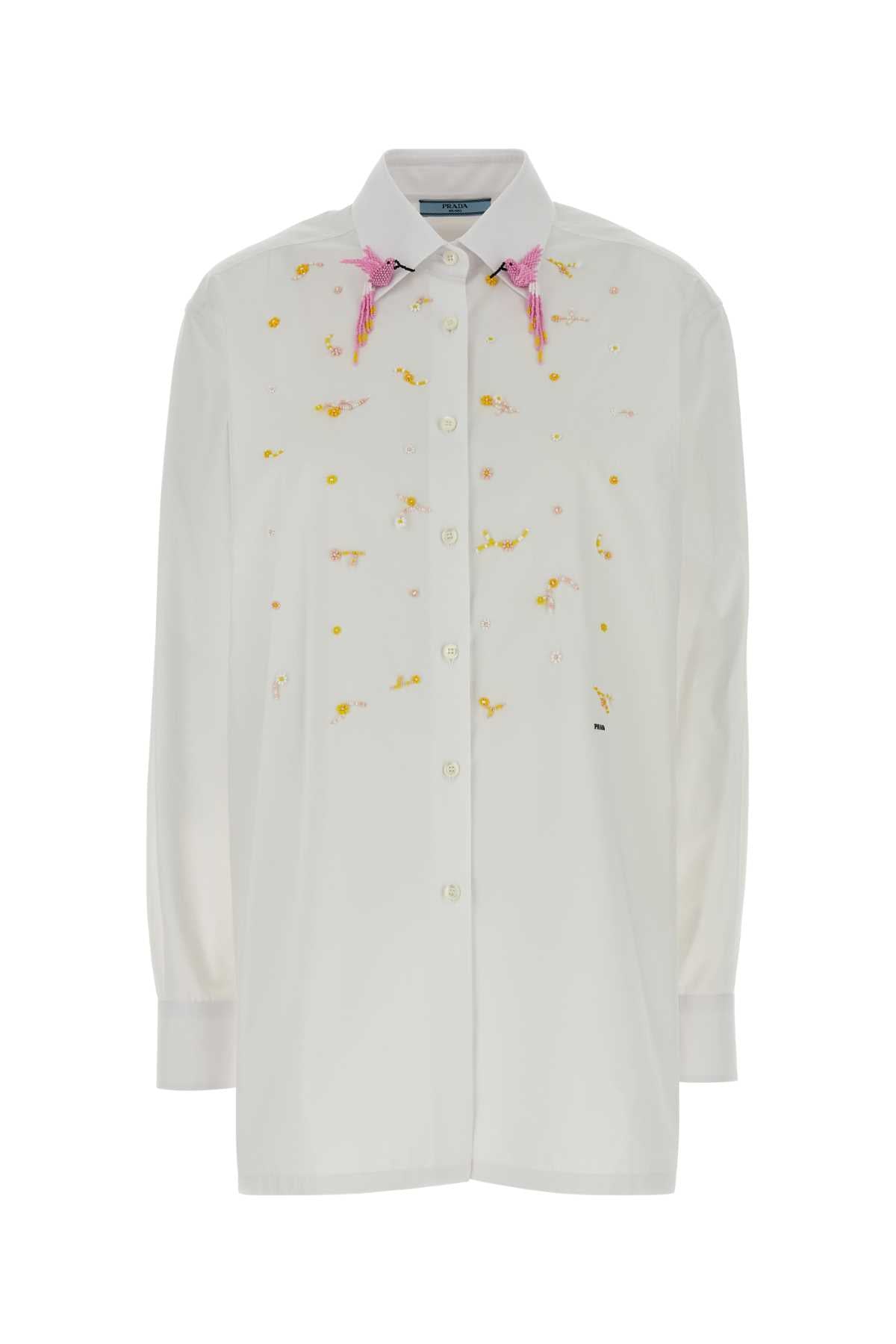 Prada Women White Poplin Shirt