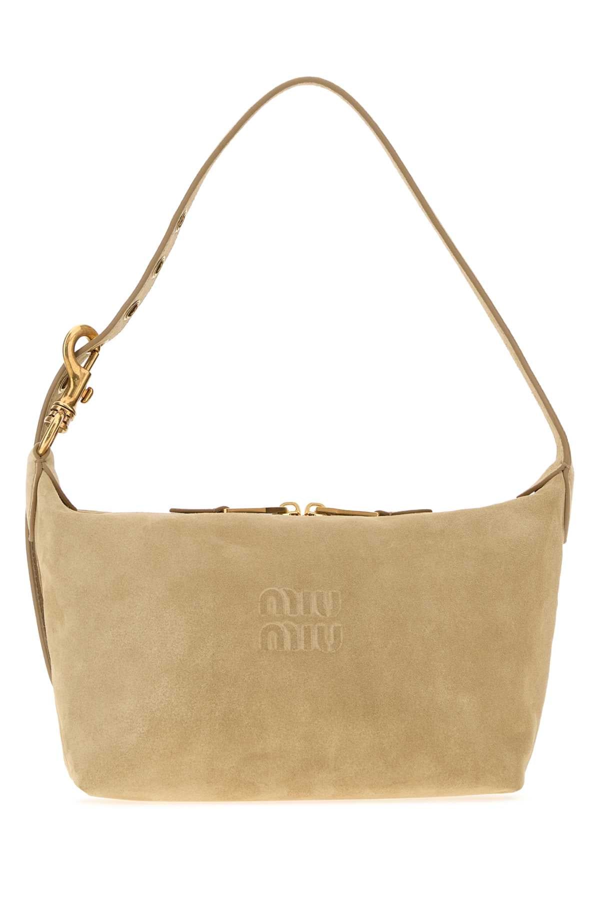 Miu Miu Women Beige Suede Shoulder Bag