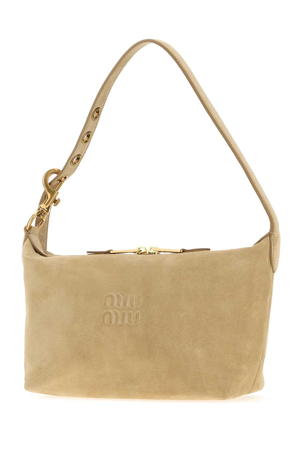 Miu Miu Women Beige Suede Shoulder Bag