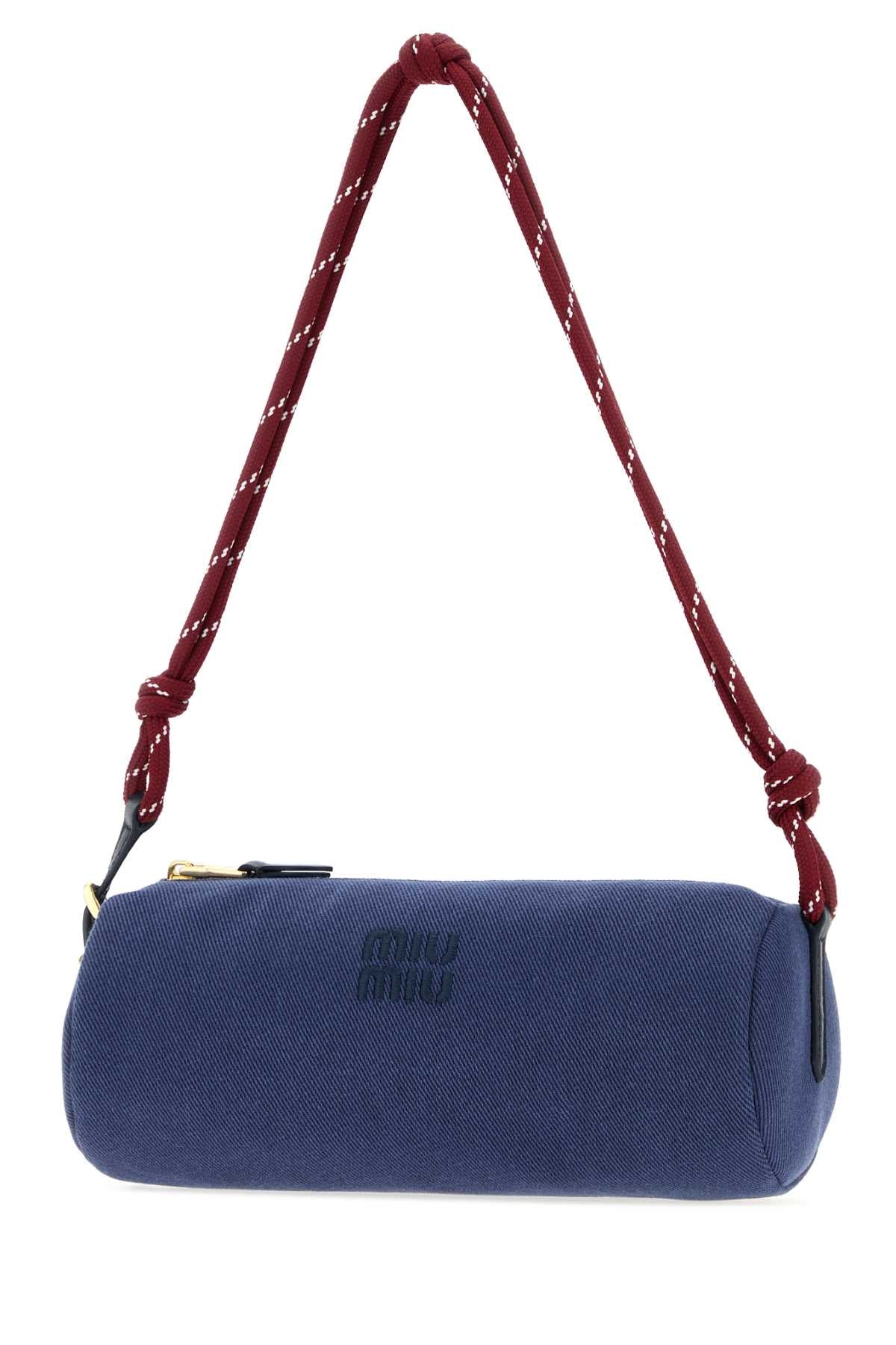 Miu Miu Women Navy Blue Gabardine Shoulder Bag