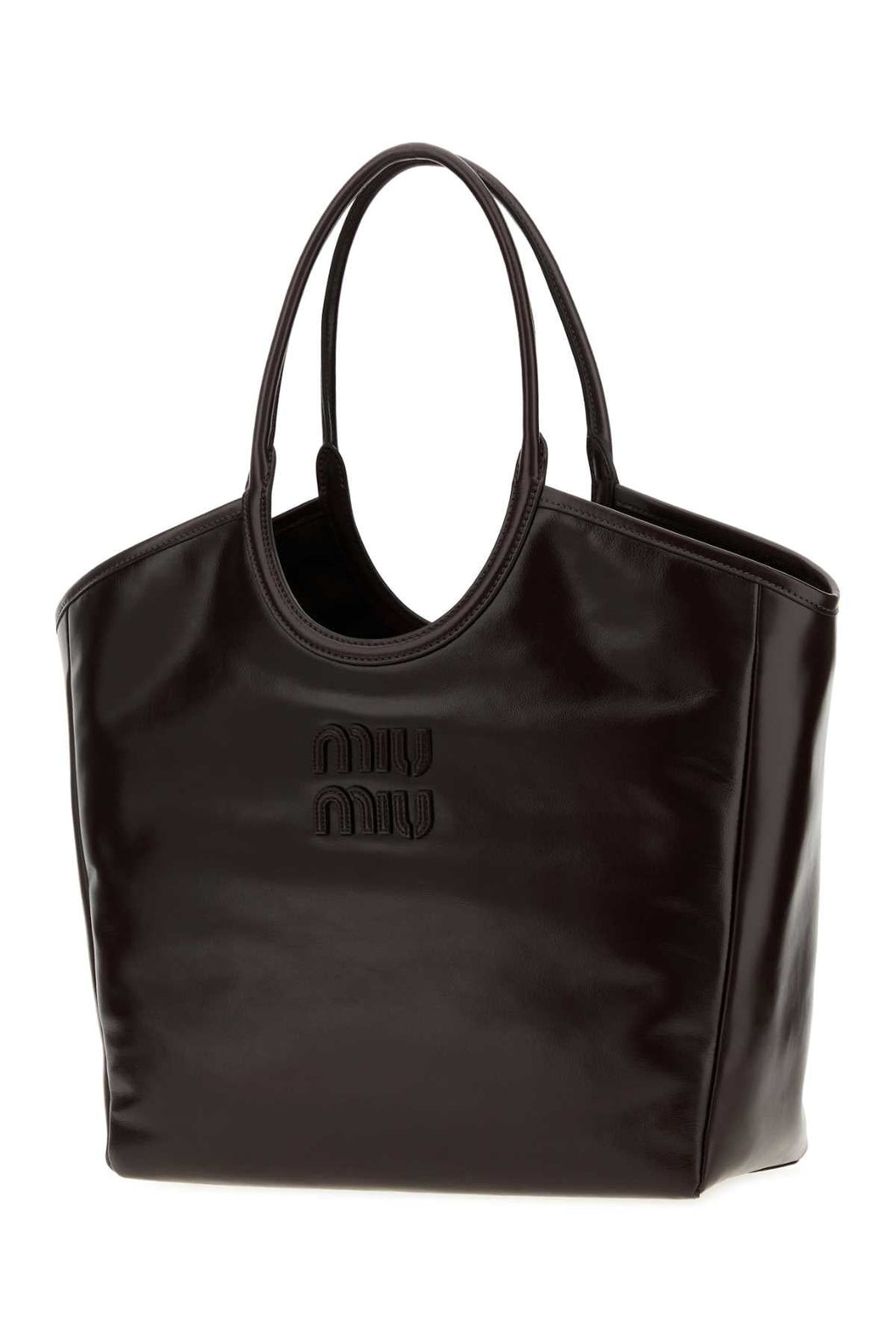 Miu Miu Women Dark Brown Ivy Leather Shopping Bag