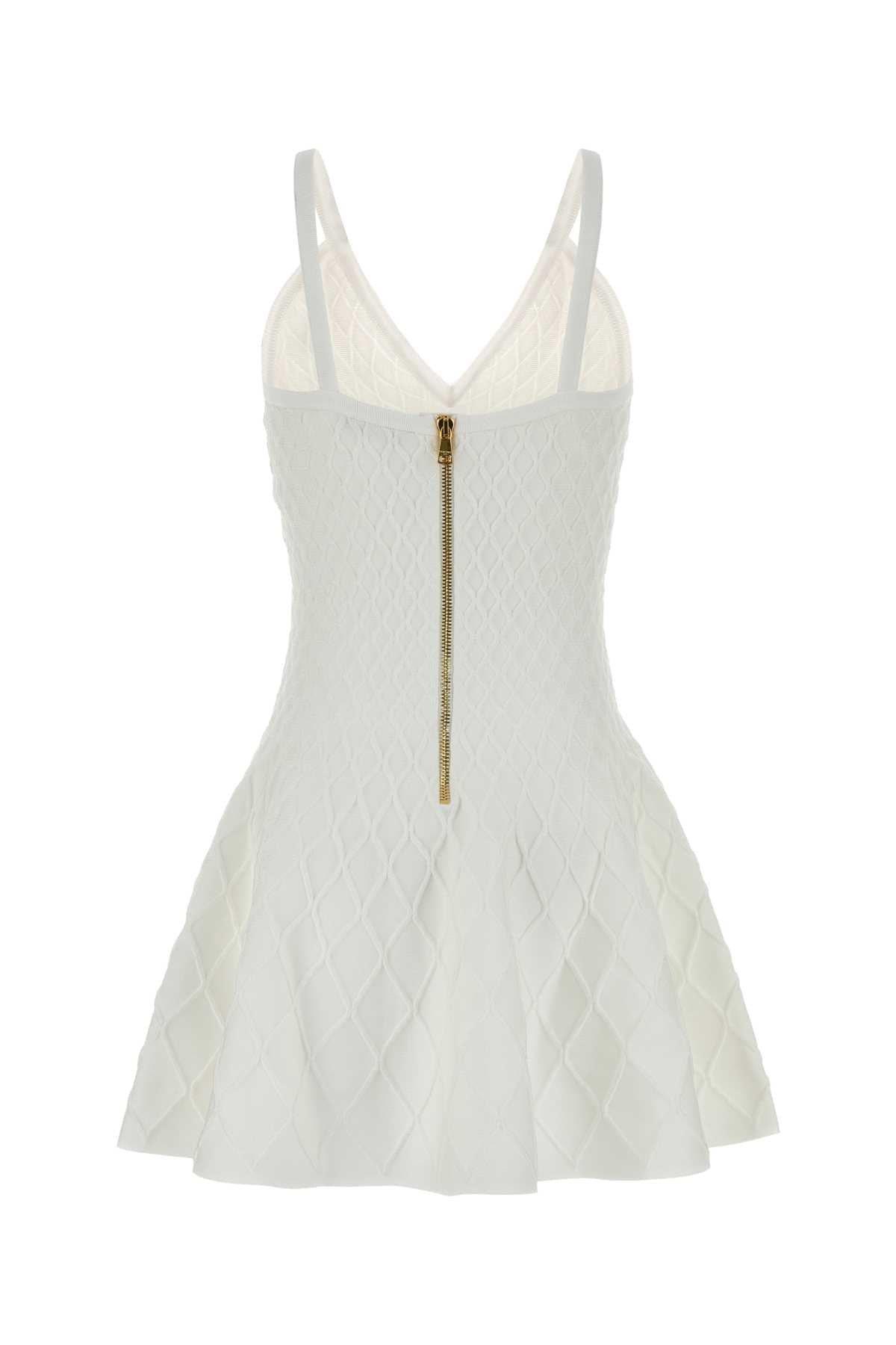 Balmain Women White Knit Mini Dress