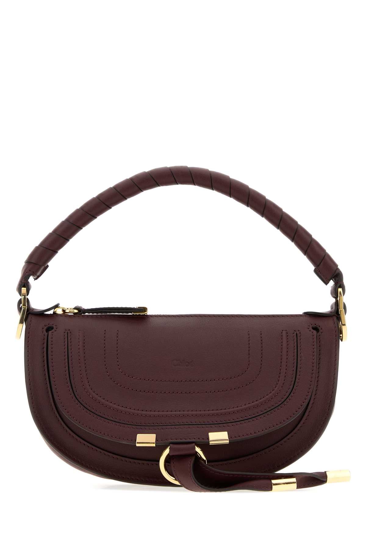 Chloe Women Aubergine Leather Mini Marcie Shoulder Bag