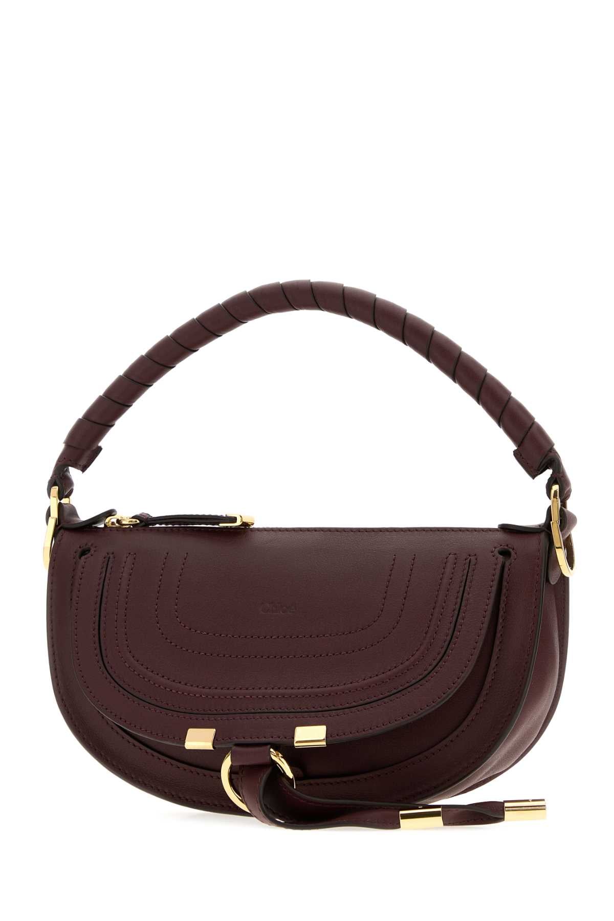 Chloe Women Aubergine Leather Mini Marcie Shoulder Bag