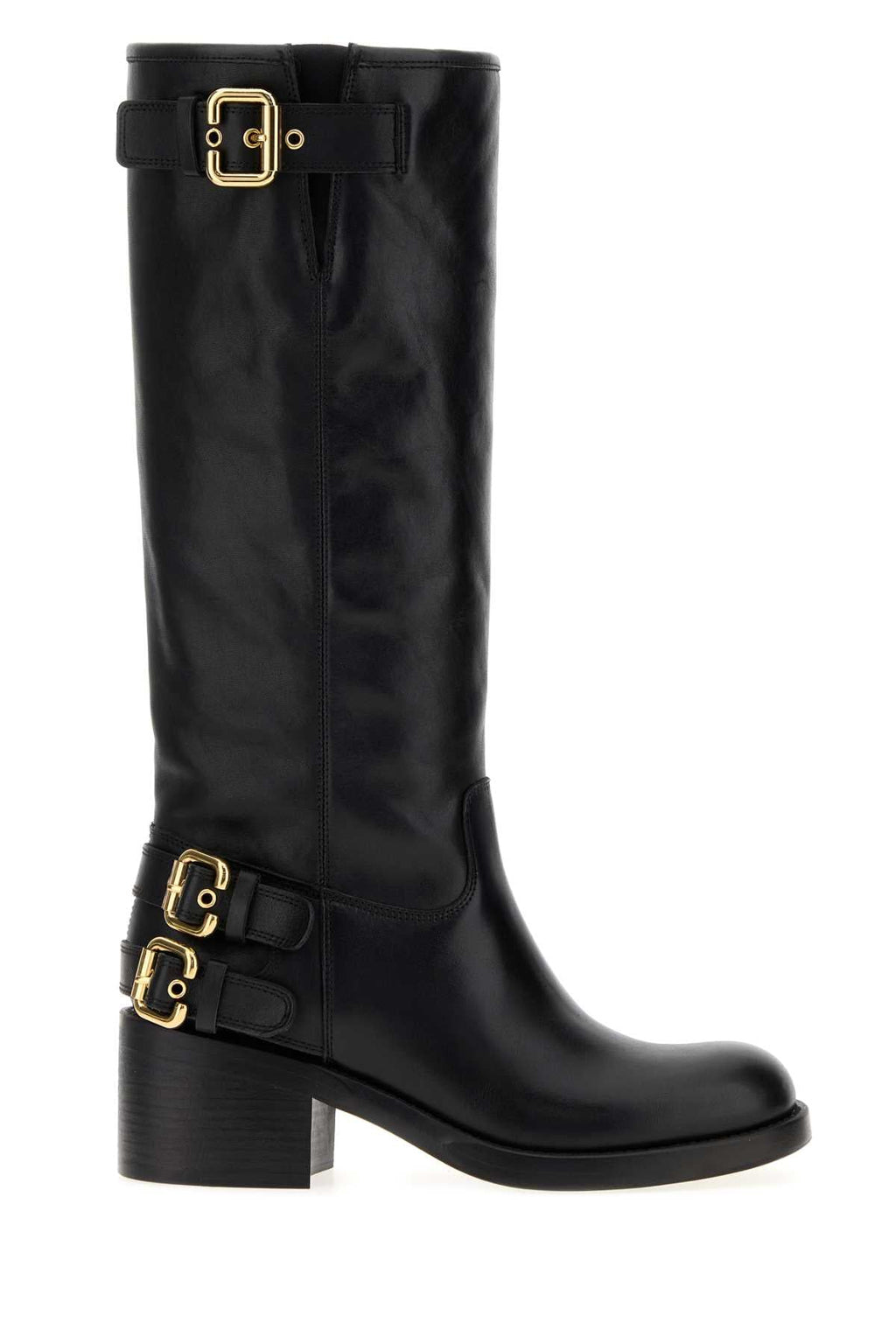Chloe Women Black Leather Dakota Boots