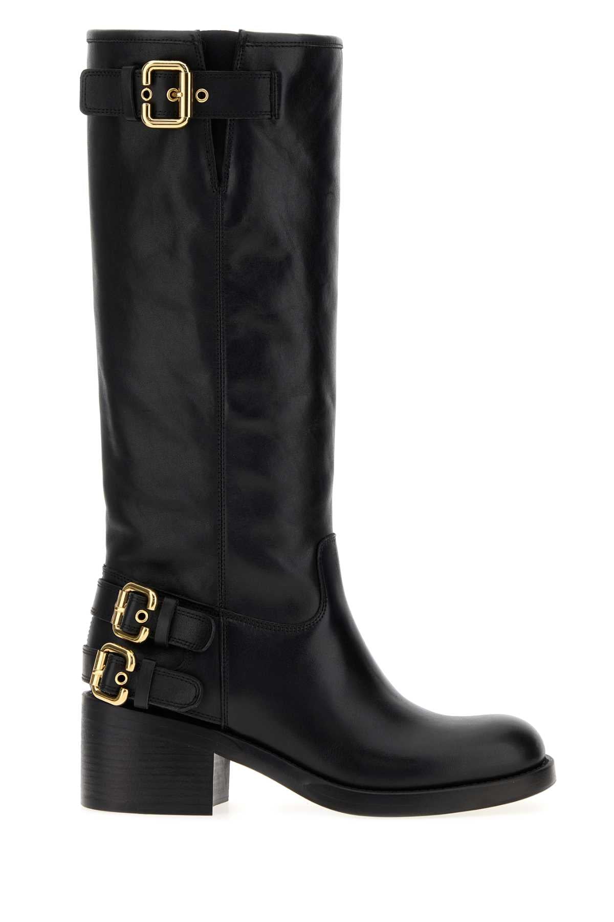 Chloe Women Black Leather Dakota Boots