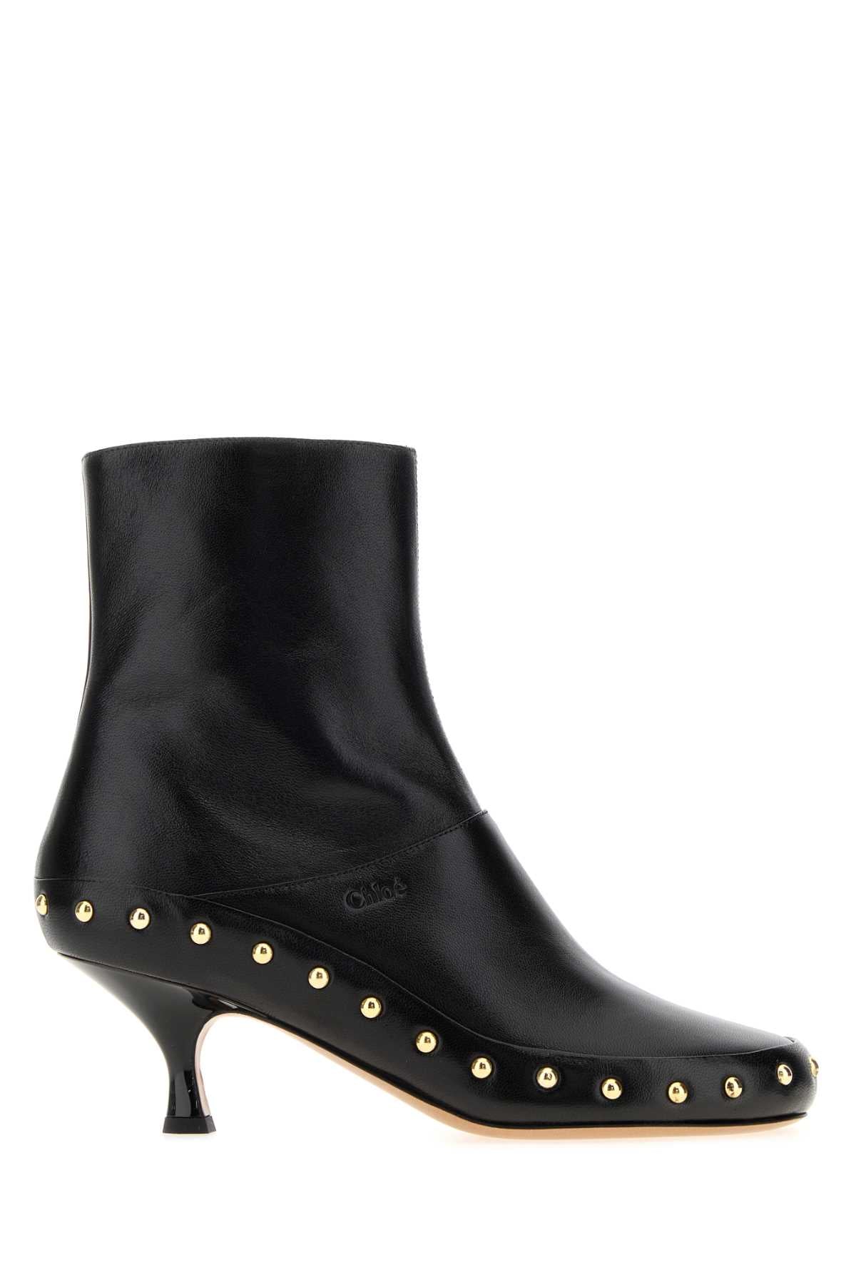 Chloe Women Black Leather Junie Ankle Boots