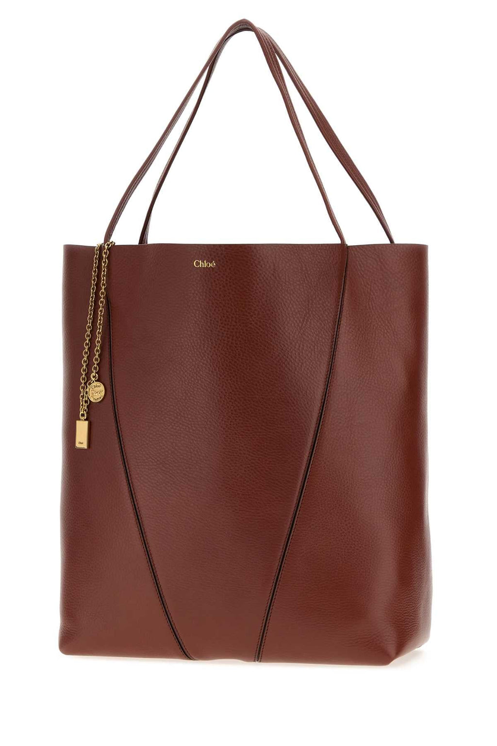 Chloe Women Caramel Leather Large Spin Shopping Bag