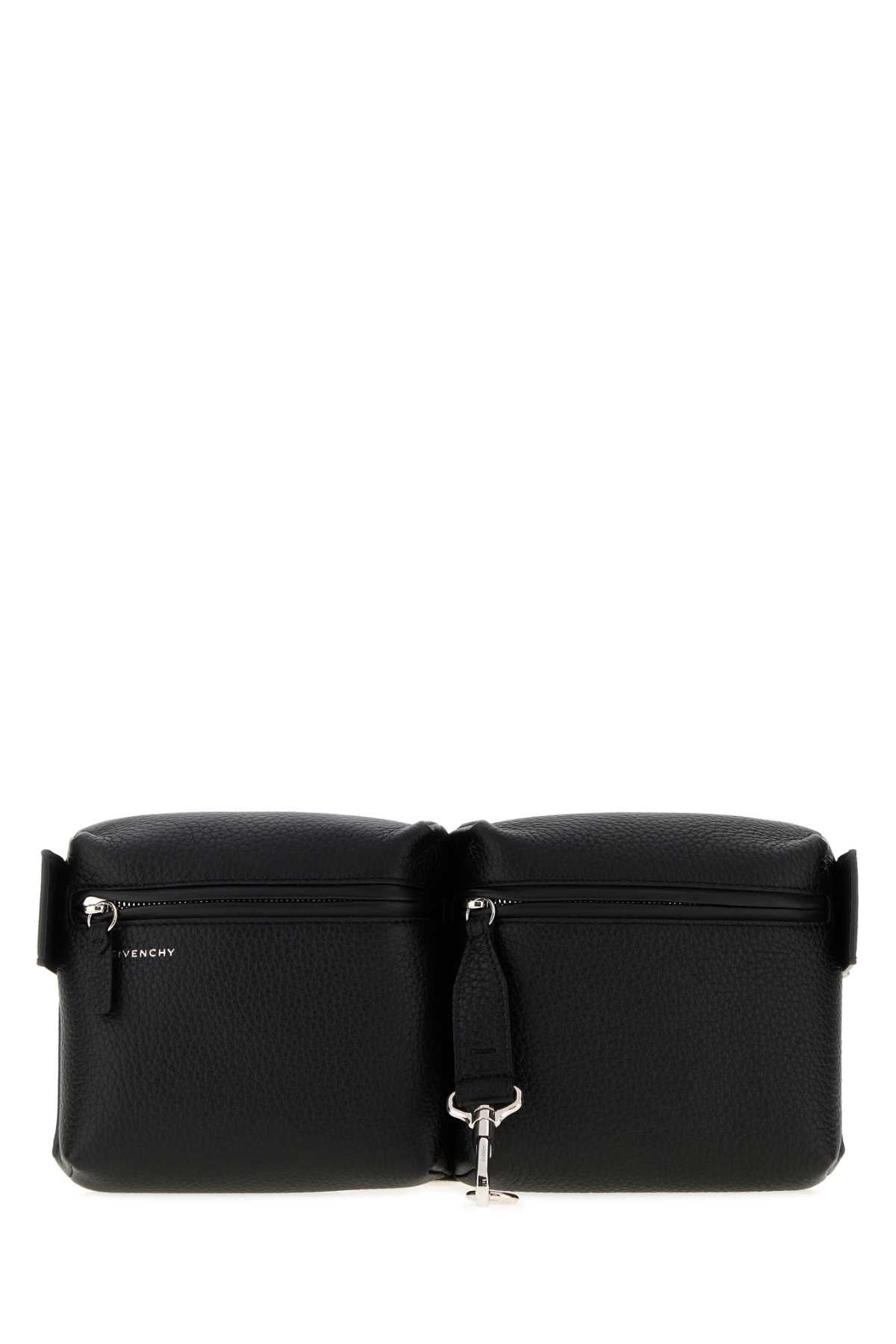 Givenchy Men Black Leather Fold Belt Bag