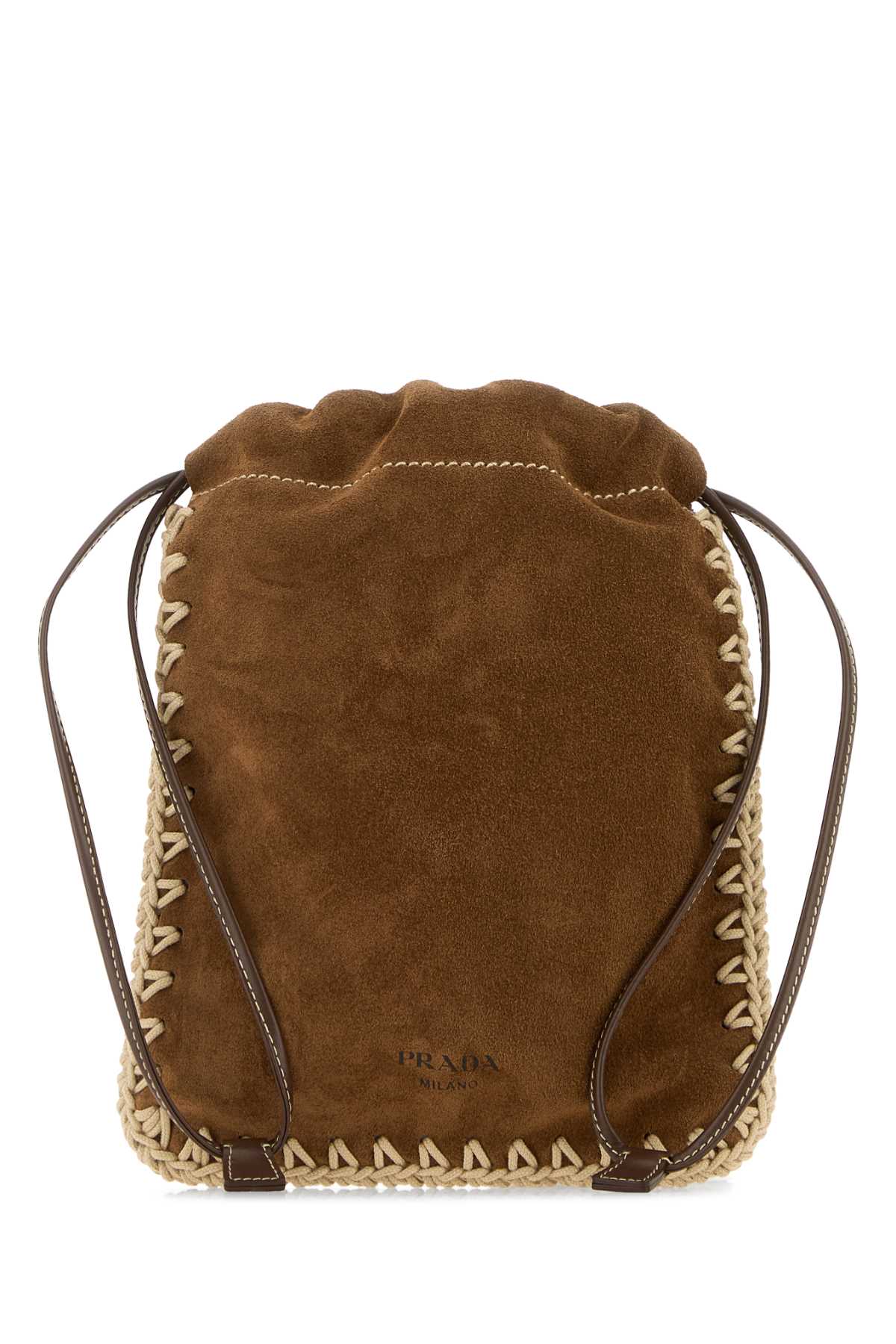 Prada Women Chocolate Suede Phone Holder