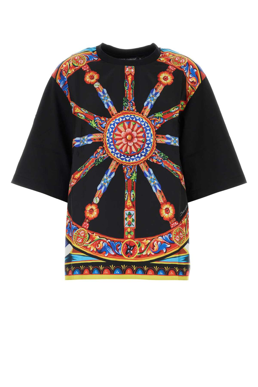 Dolce & Gabbana Women Black Twill And Jersey T-Shirt