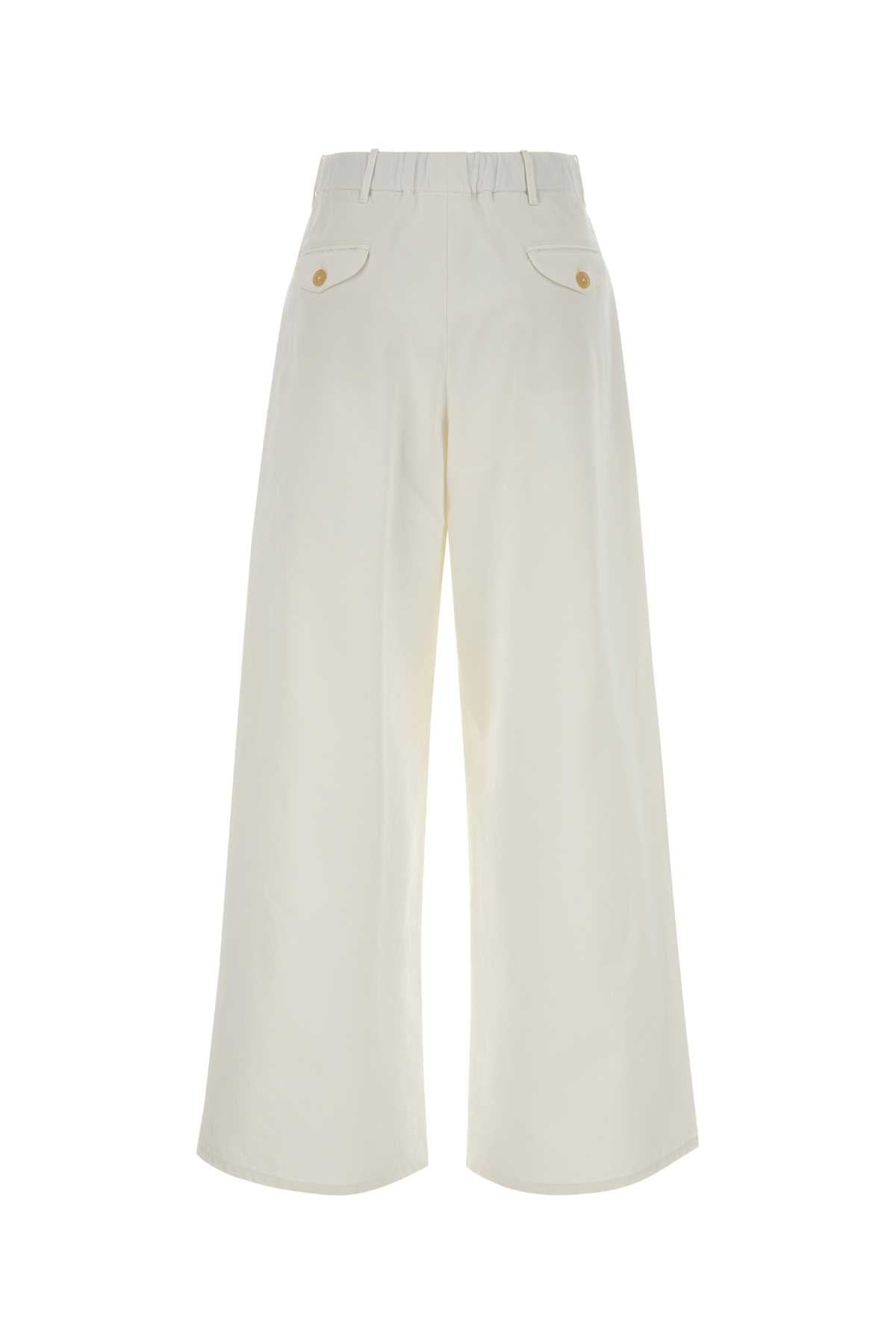 Jil Sander Women White Cotton Wide-Leg Pant