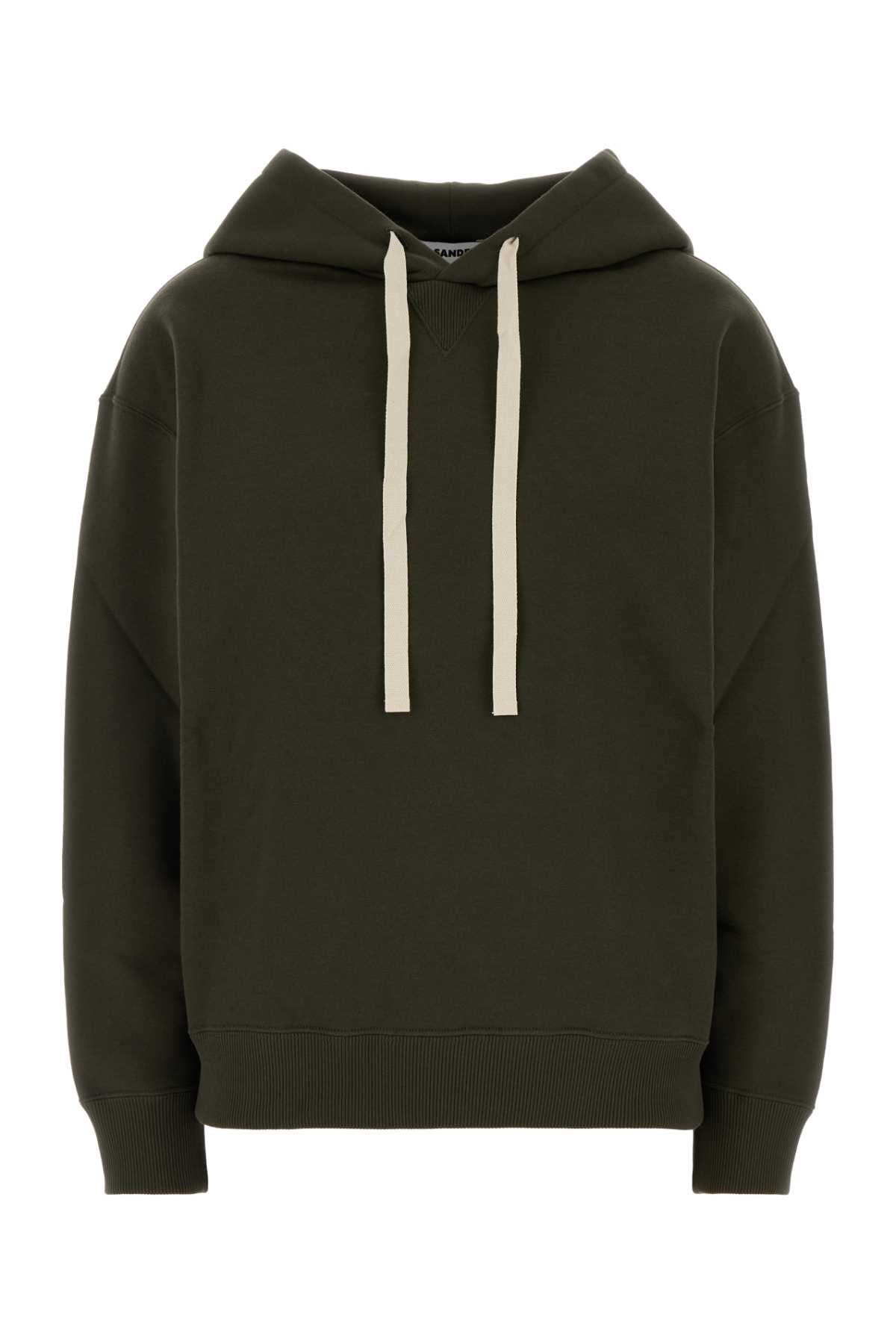 Jil Sander Women Olive Green Cotton Sweatshirt