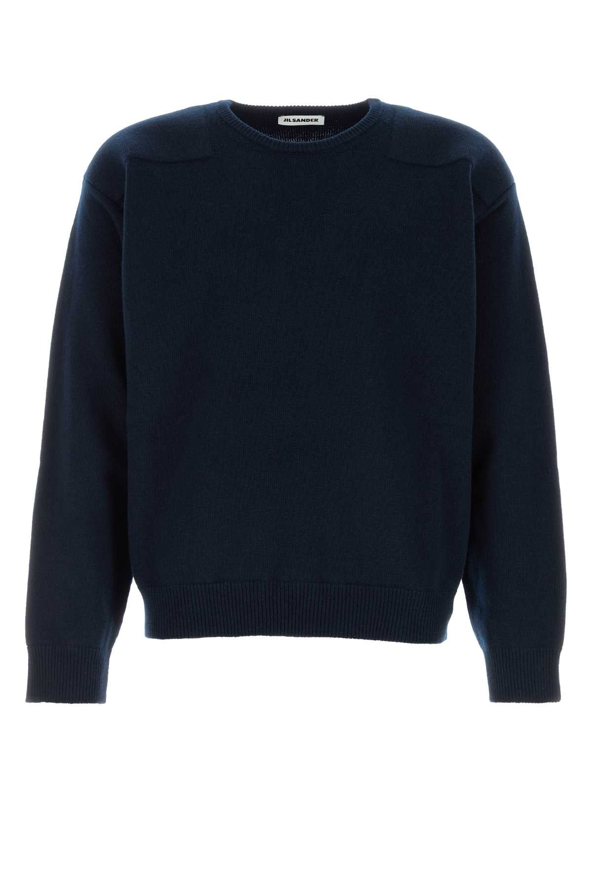 Jil Sander Men Midnight Blue Wool Blend Sweater