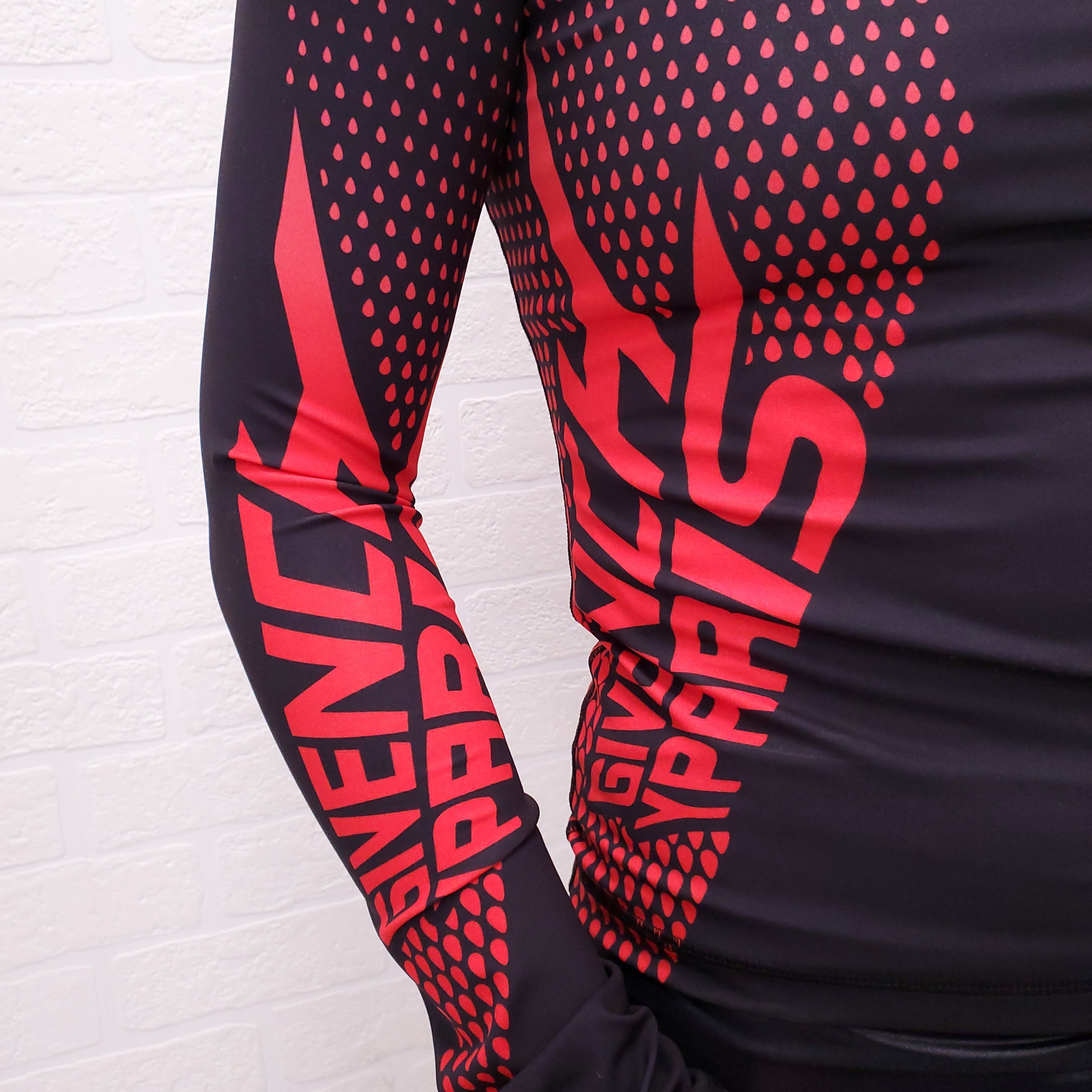 GIVENCHY RED AND BLACK NEOPRENE ZIP UP JUMPER - SIZE 36