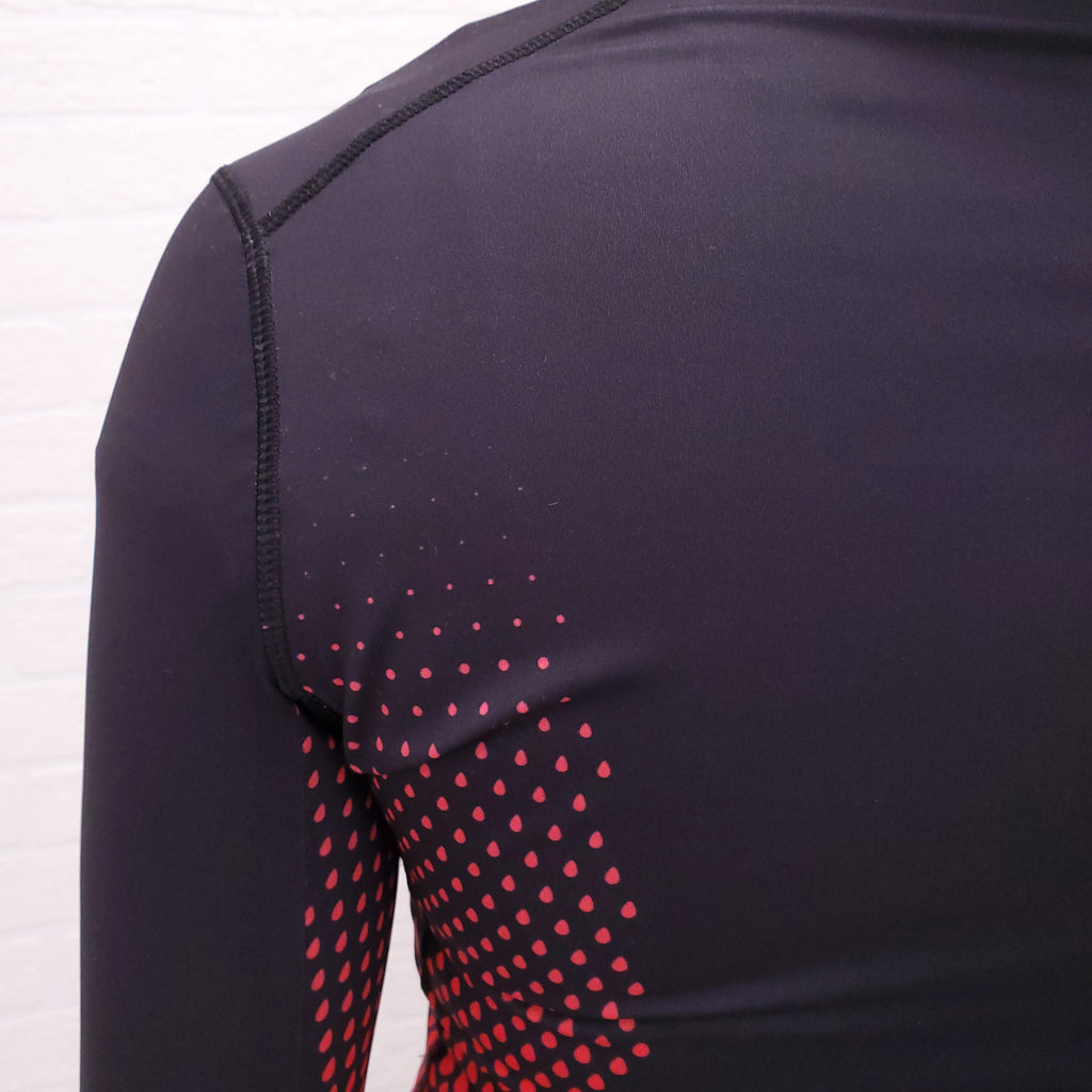 GIVENCHY RED AND BLACK NEOPRENE ZIP UP JUMPER - SIZE 36