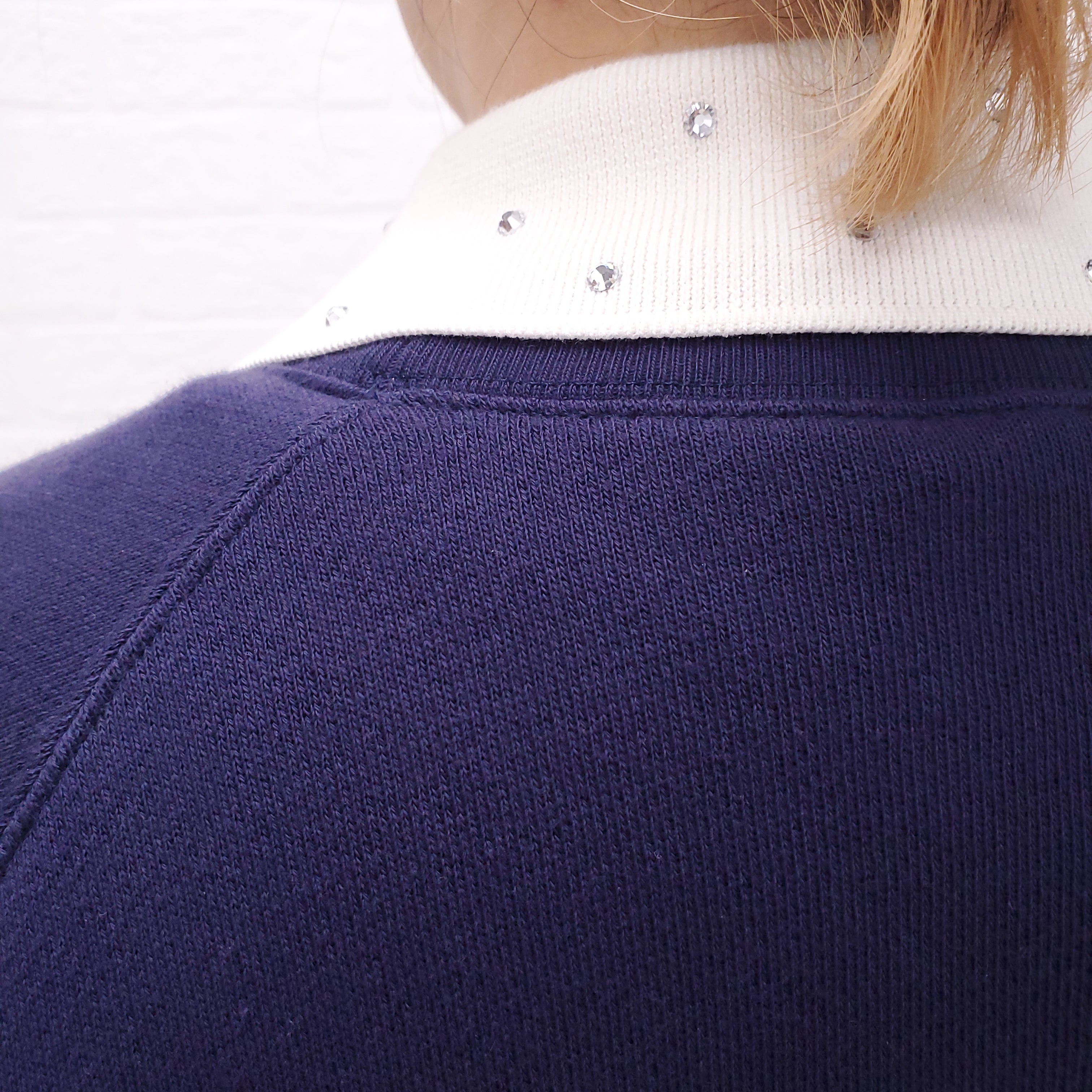 ALESSANDRA RICH EMBROIDERED NAVY SWEATER - SIZE S