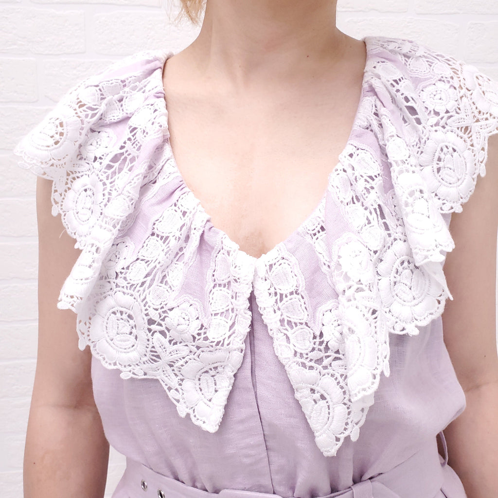MIGUELINA CHARLI DRAGONFLY EMBROIDERED PURPLE ROMPER ($930) - SIZE XS