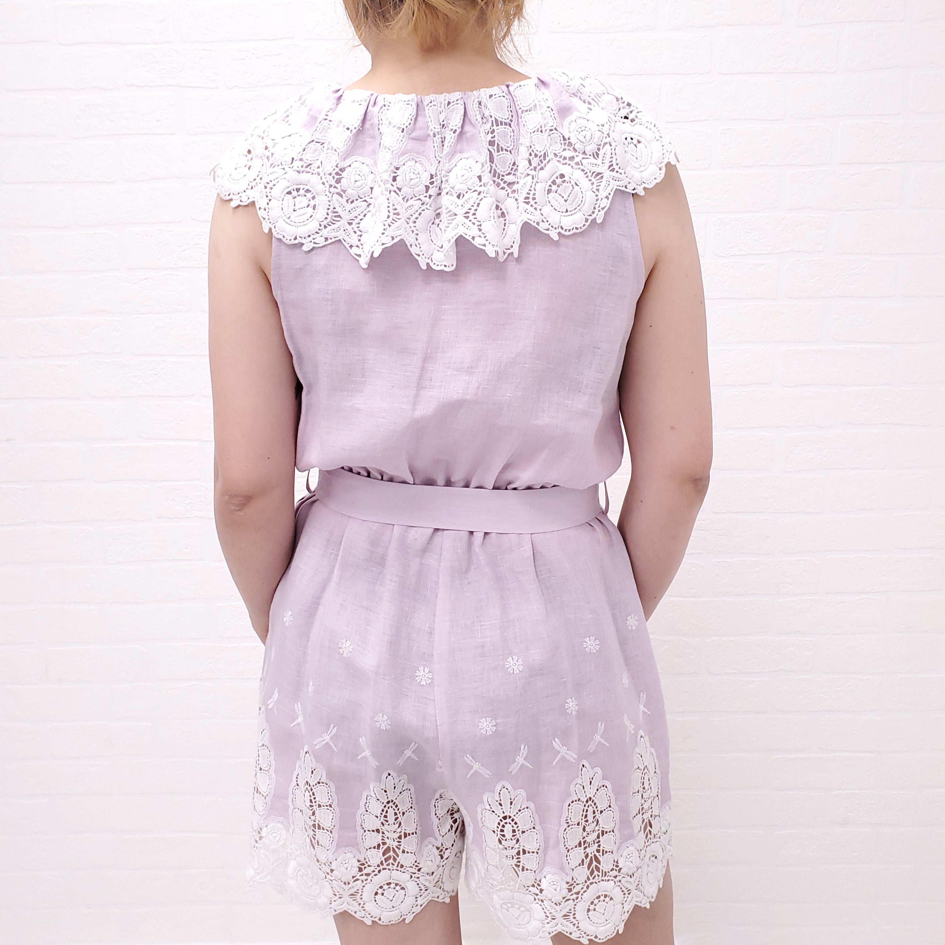 MIGUELINA CHARLI DRAGONFLY EMBROIDERED PURPLE ROMPER ($930) - SIZE XS