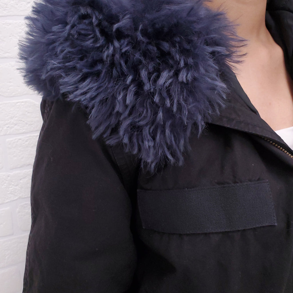 MR & MRS COAT WITH BLUE FUR - SIZE XS