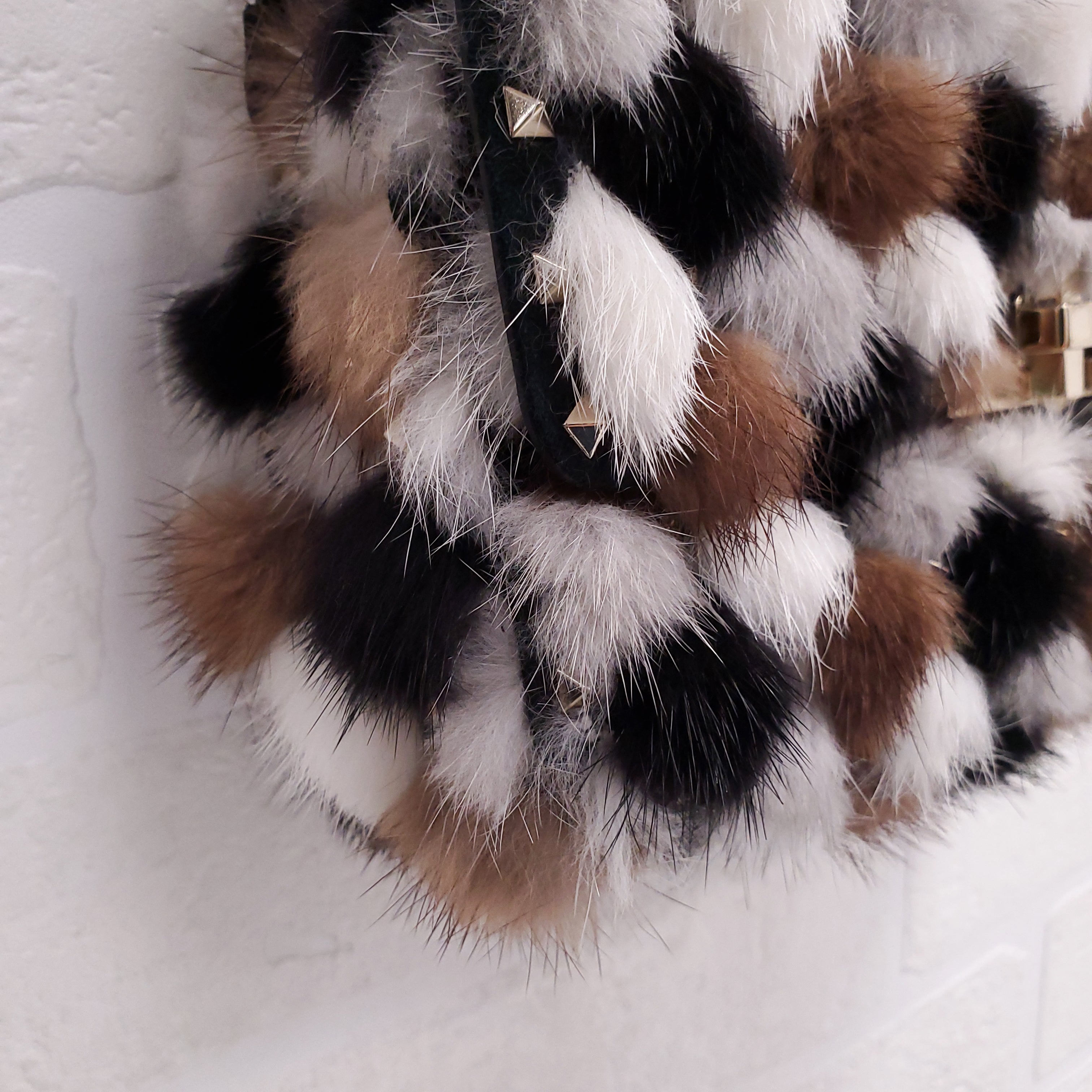 VALENTINO BROWN MINK FUR ROCKSTUD SHOULDER BAG ($8000)