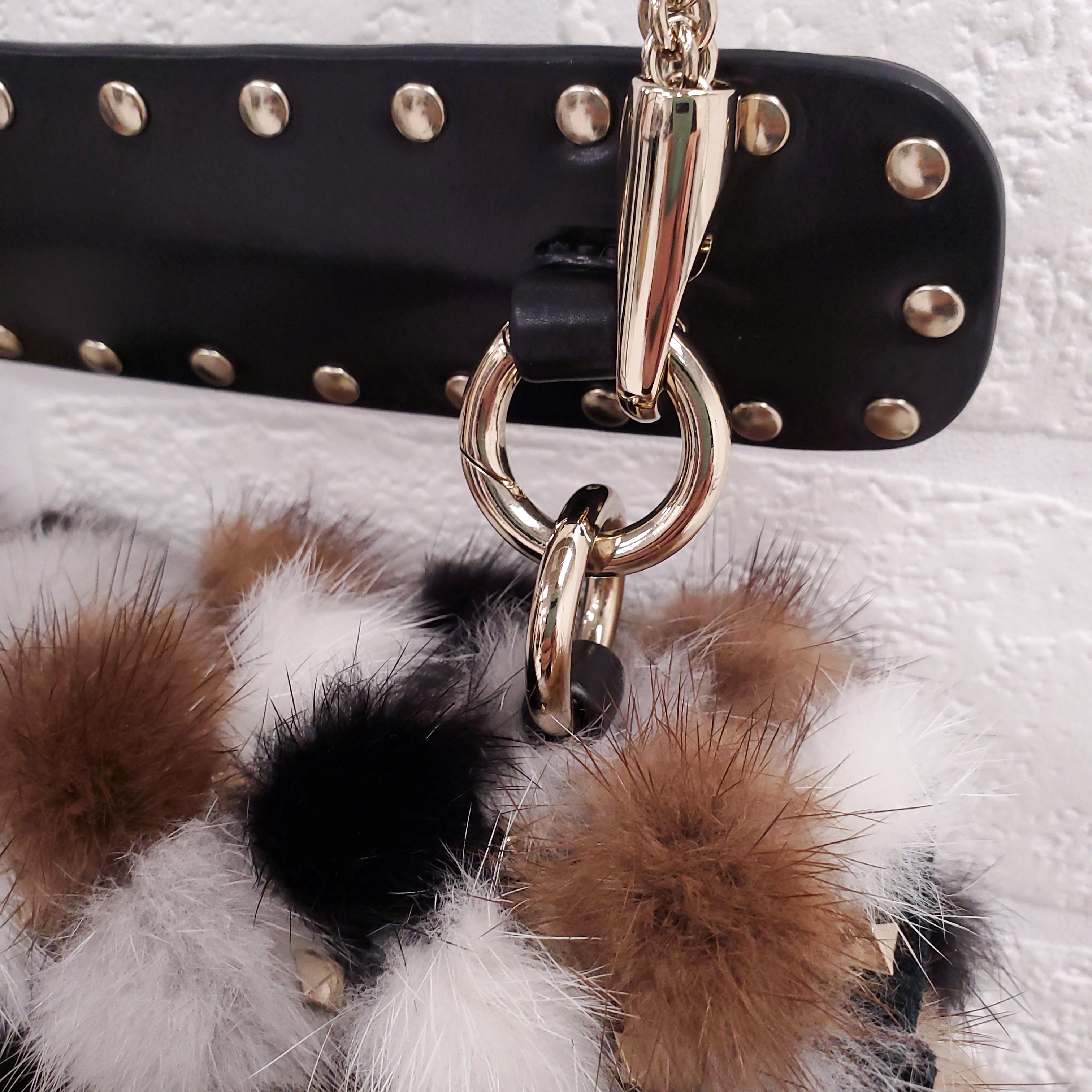 VALENTINO BROWN MINK FUR ROCKSTUD SHOULDER BAG ($8000)