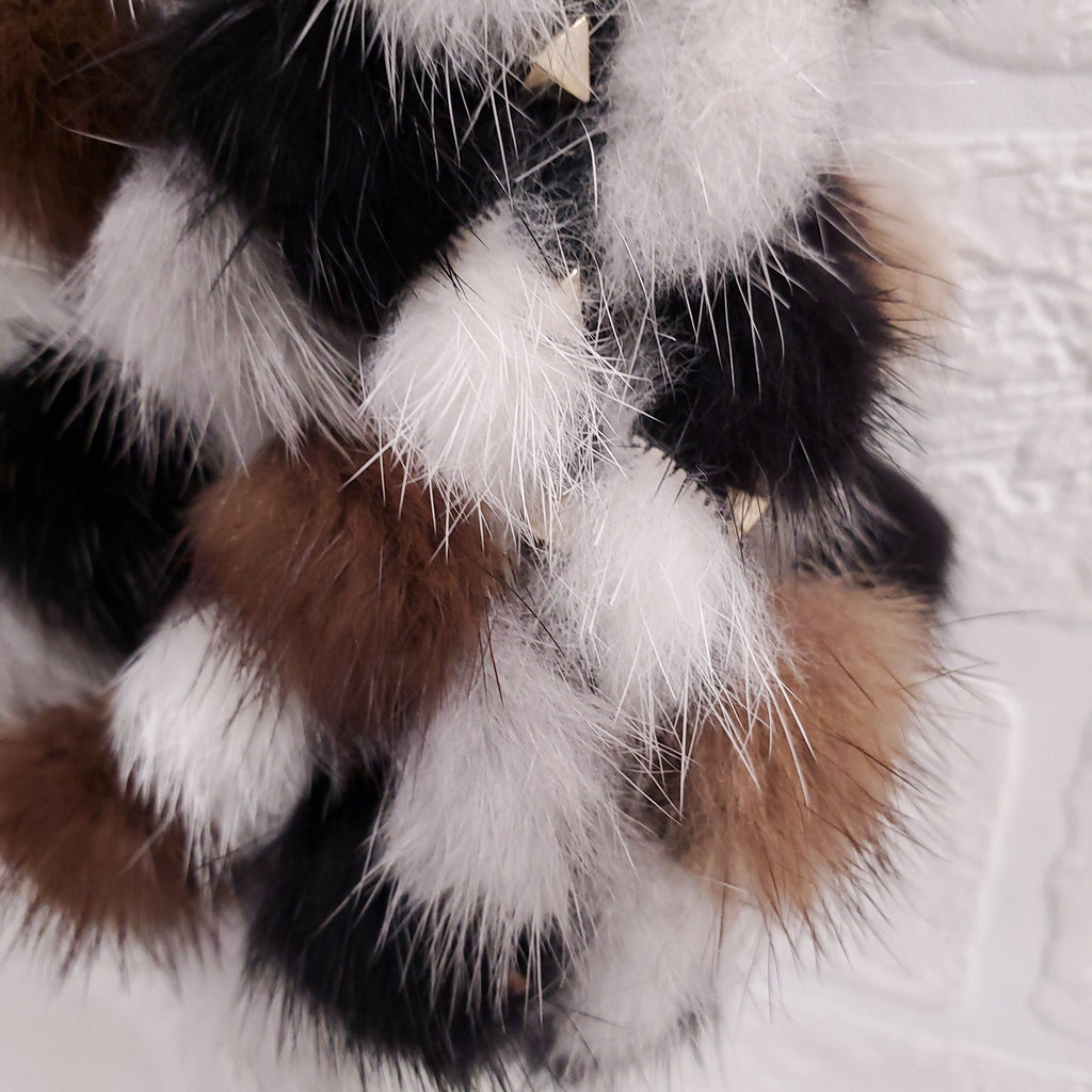 VALENTINO BROWN MINK FUR ROCKSTUD SHOULDER BAG ($8000)