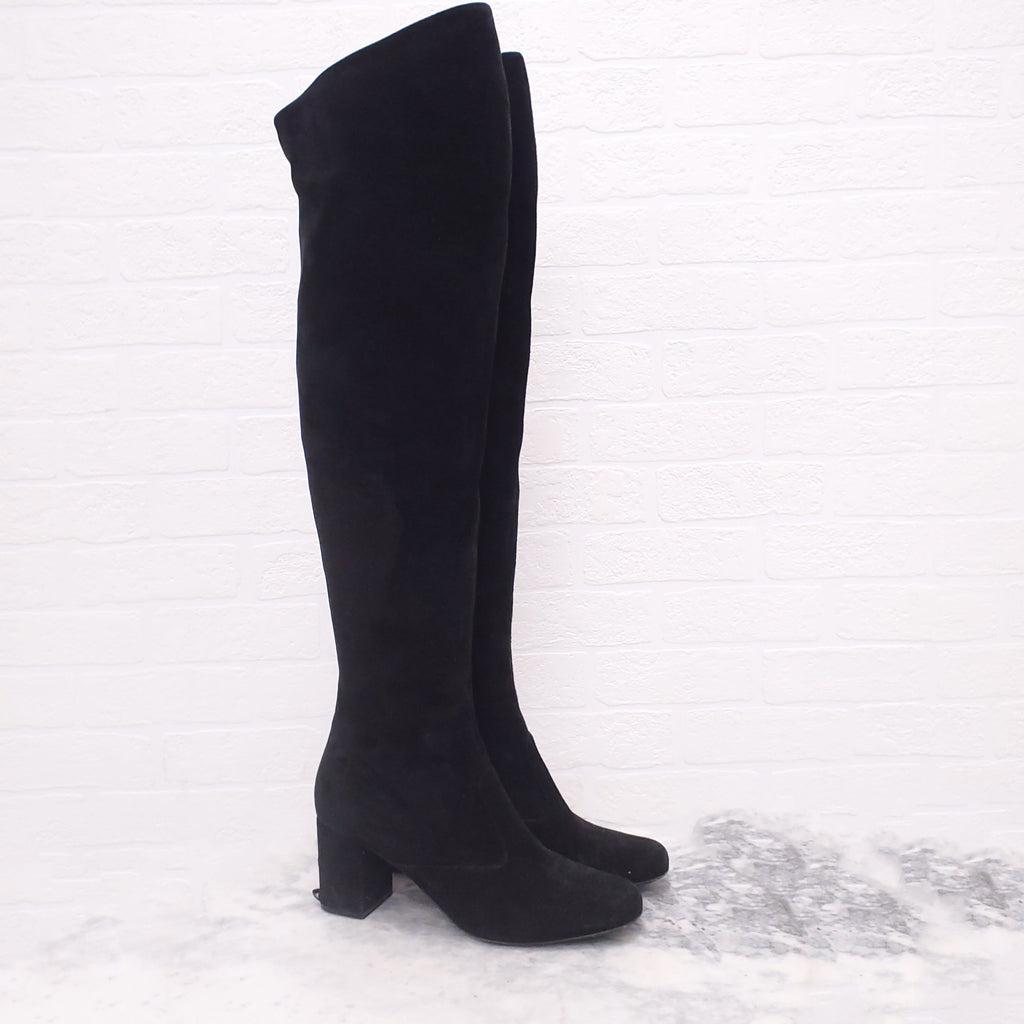SAINT LAURENT BLACK KNEE BOOTS - SIZE 38.5