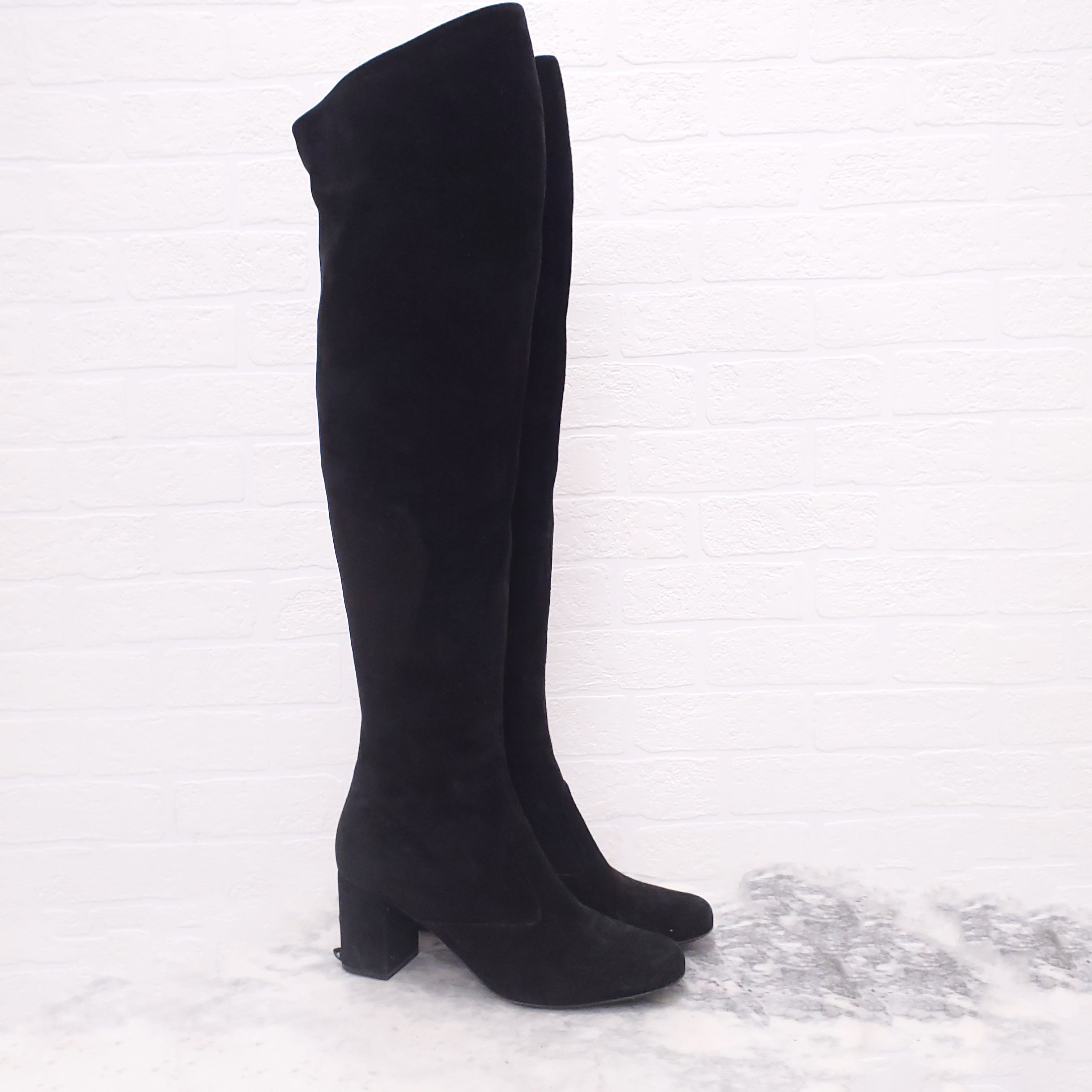SAINT LAURENT BLACK KNEE BOOTS - SIZE 38.5