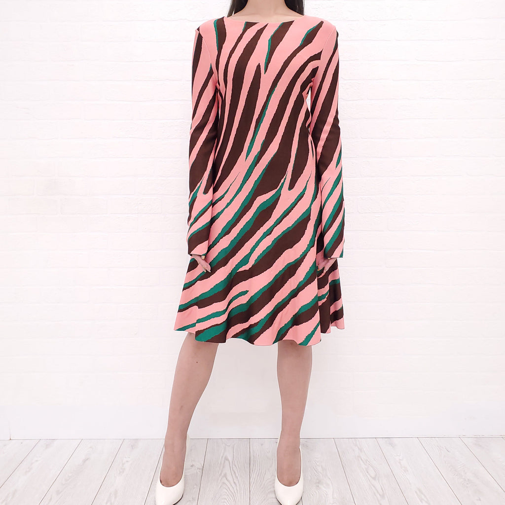 CHRISTIAN DIOR MULTI-COLOUR KNIT DRESS - SIZE 38