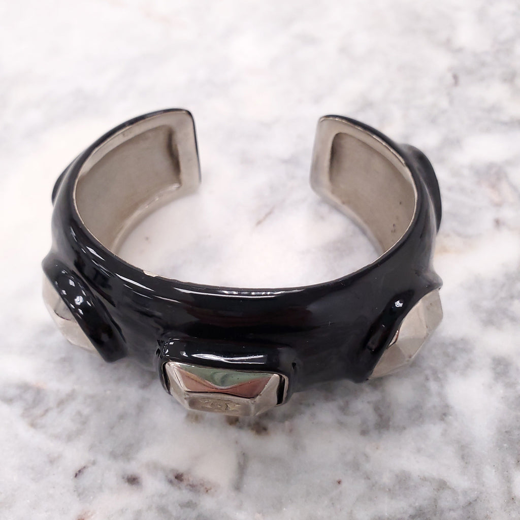 CHANEL VINTAGE BLACK ENAMEL CUFFS
