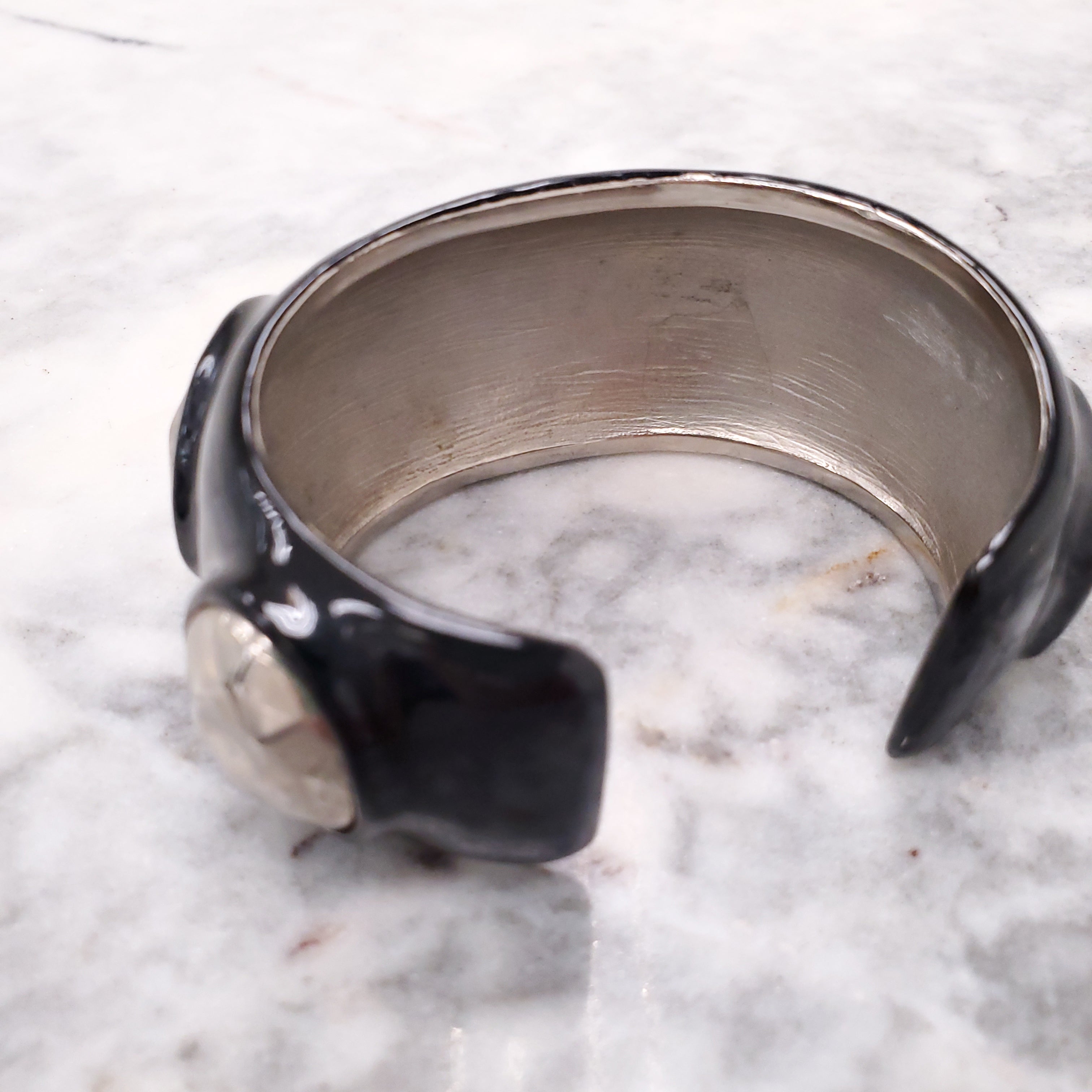 CHANEL VINTAGE BLACK ENAMEL CUFFS