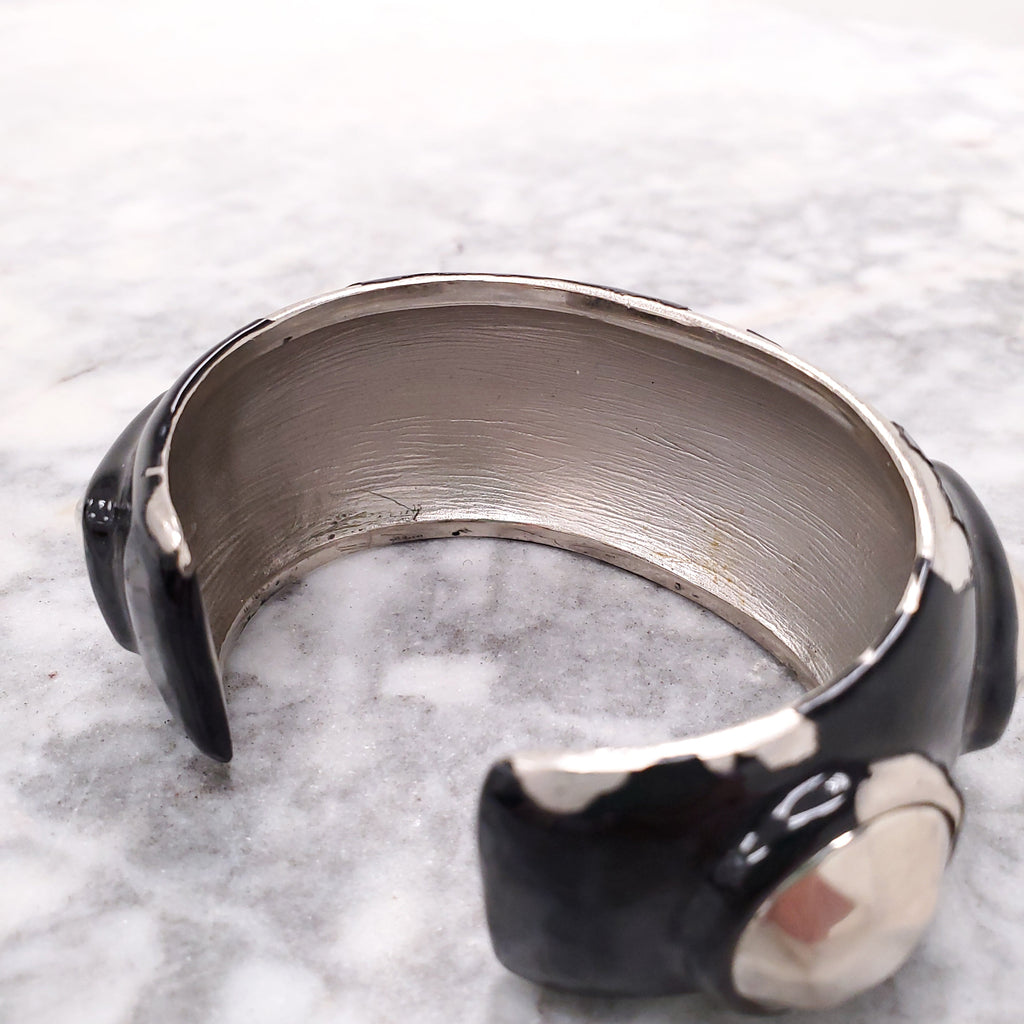 CHANEL VINTAGE BLACK ENAMEL CUFFS