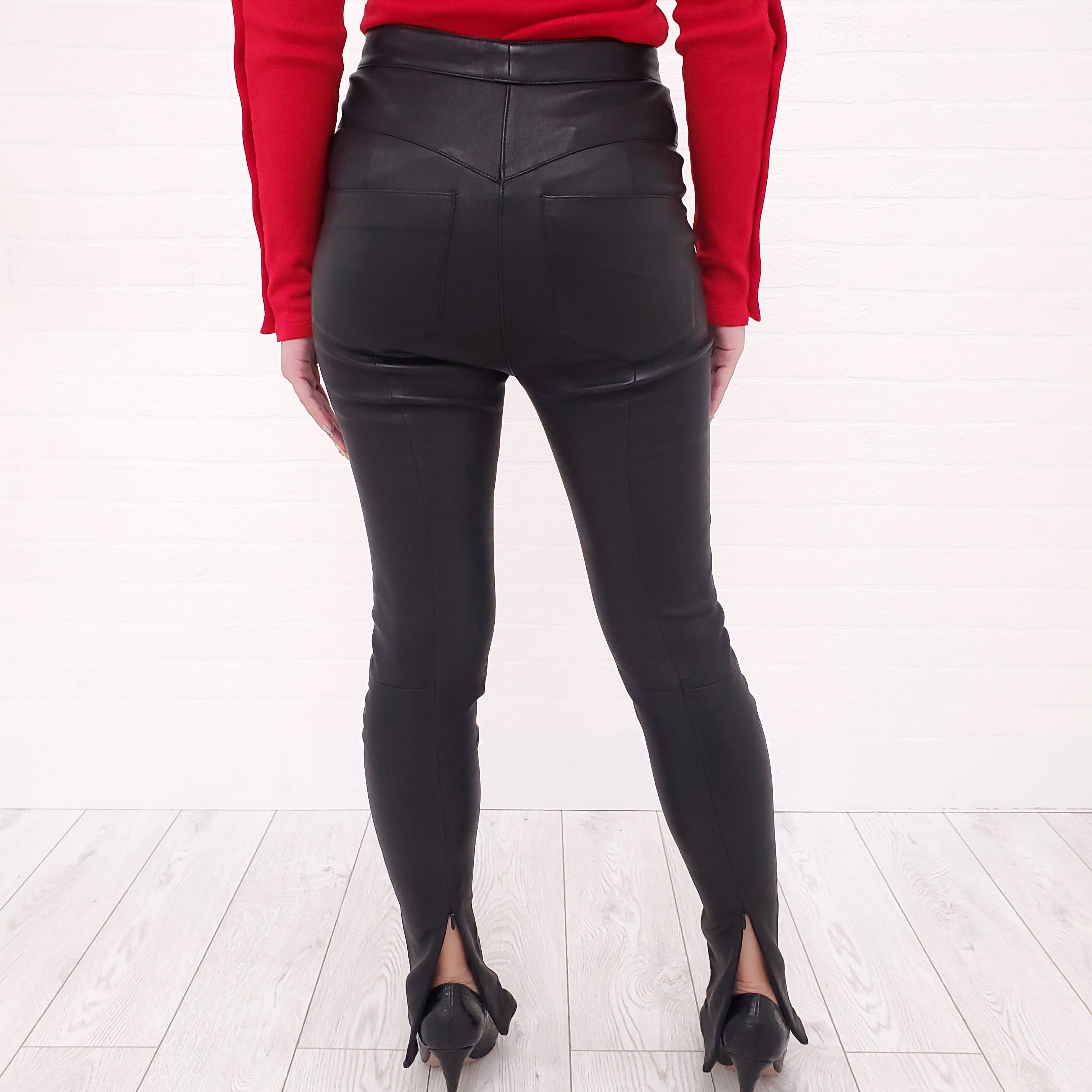 BALMAIN LEATHER PANTS - SIZE 34
