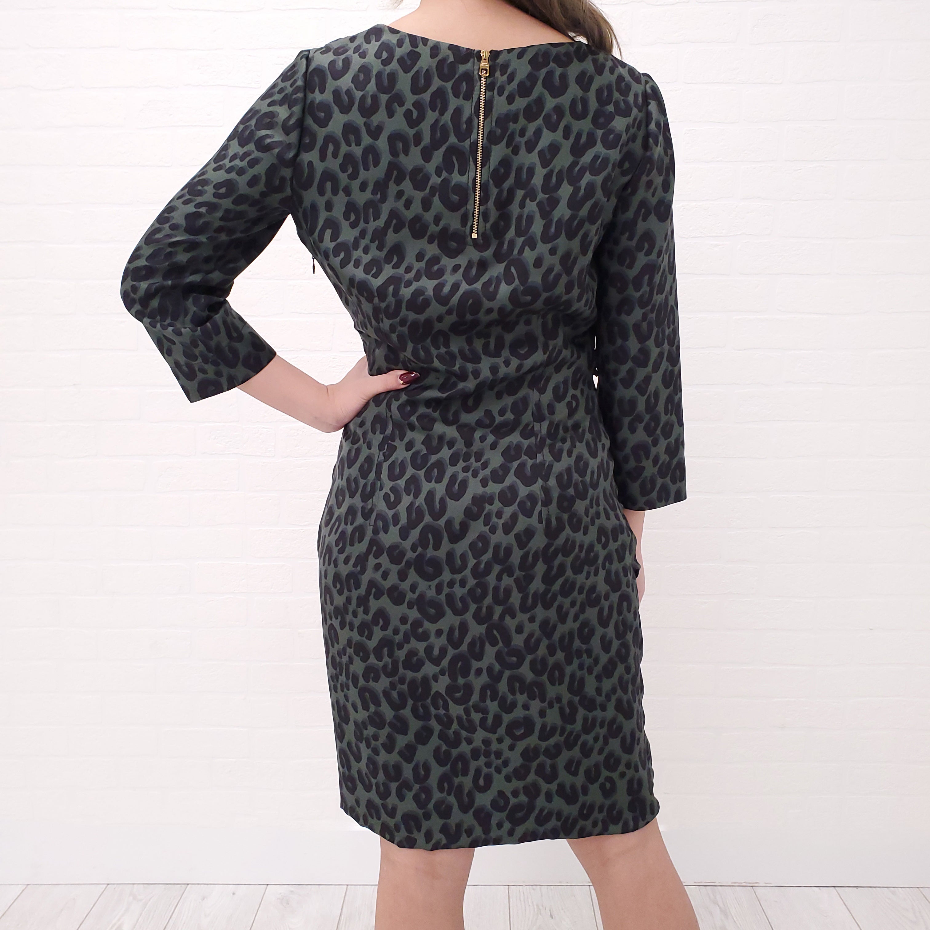 LOUIS VUITTON LEOPARD GREEN DRESS - SIZE 36