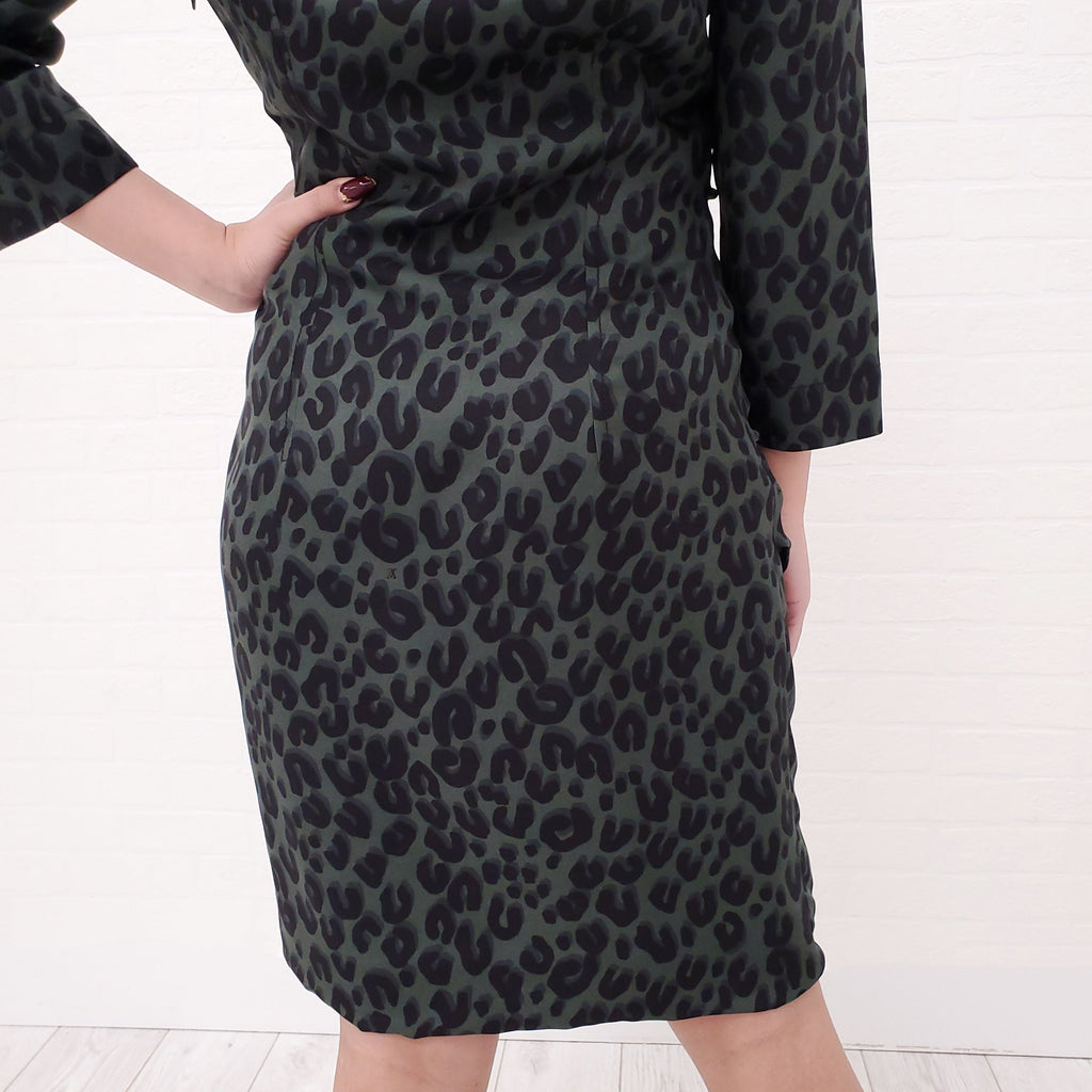 LOUIS VUITTON LEOPARD GREEN DRESS - SIZE 36