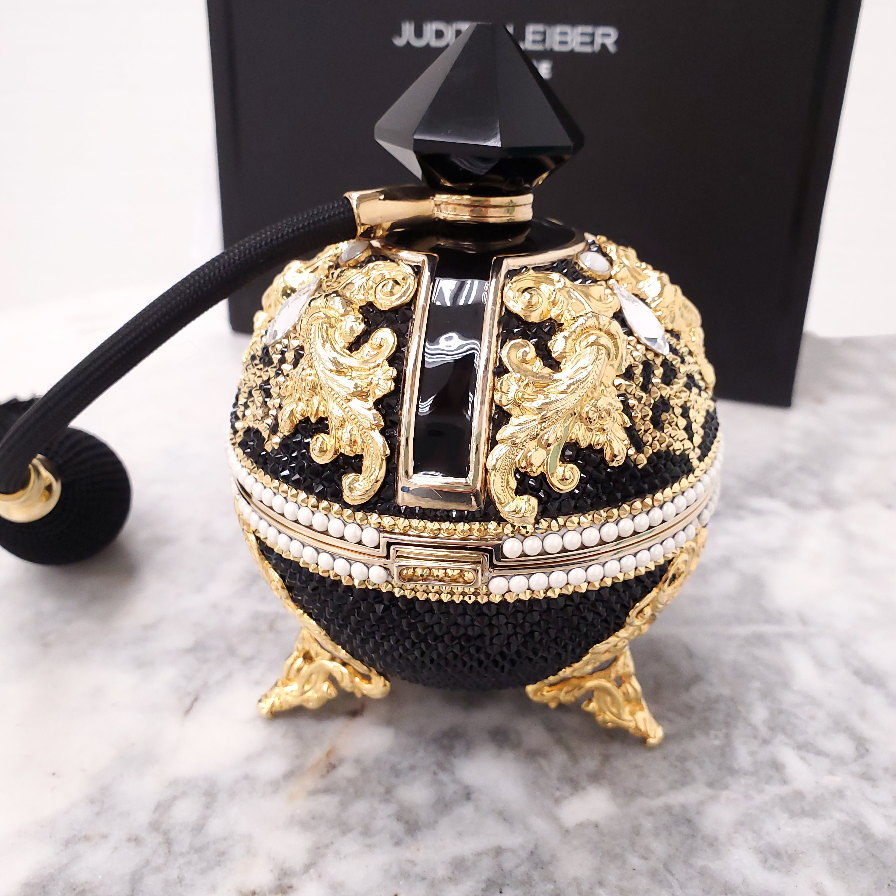 JUDITH LEIBER BAL NOIR CRYSTAL PERFUME MINAUDIERE