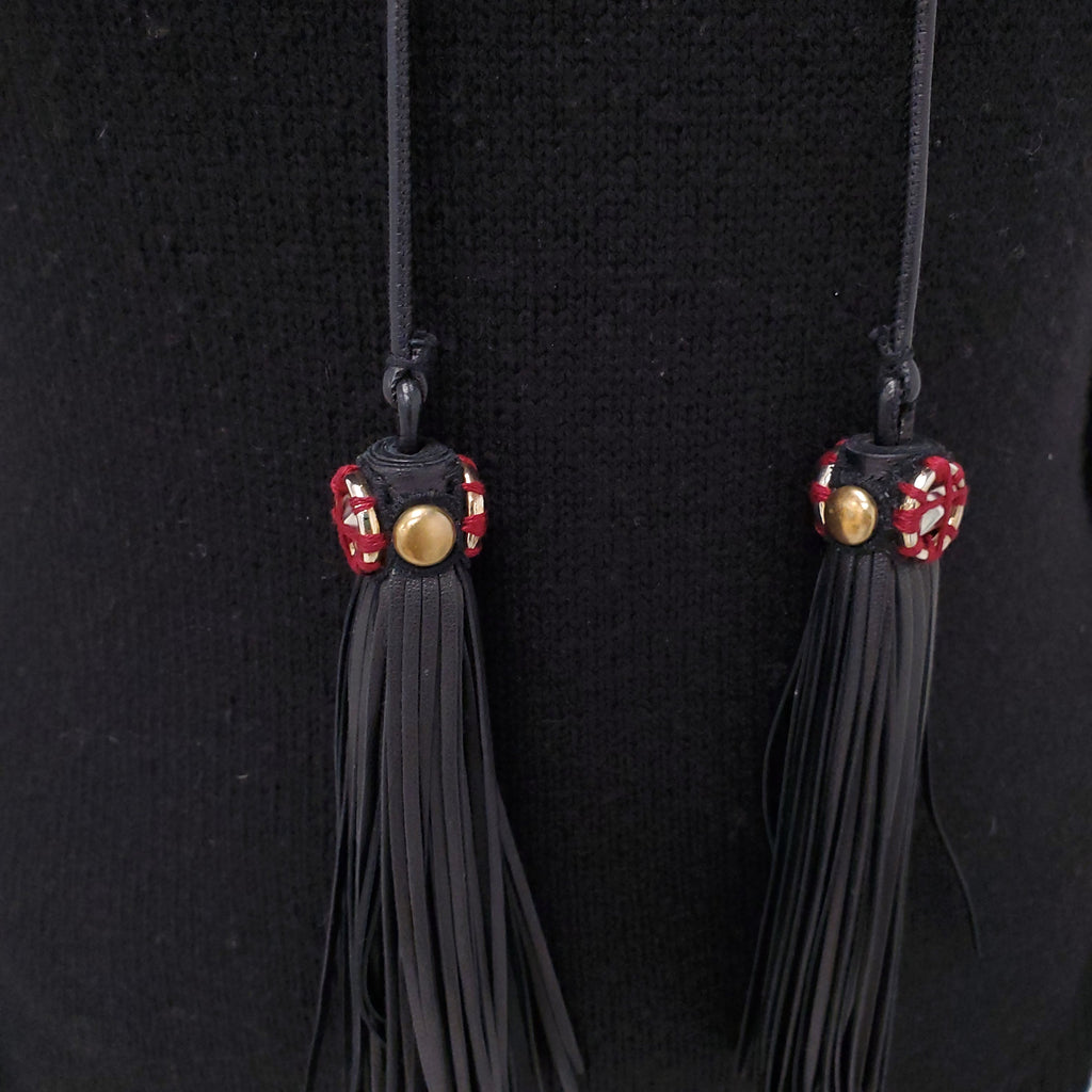 GUCCI BLACK SWEATER WITH TASSEL DETAIL - SIZE M