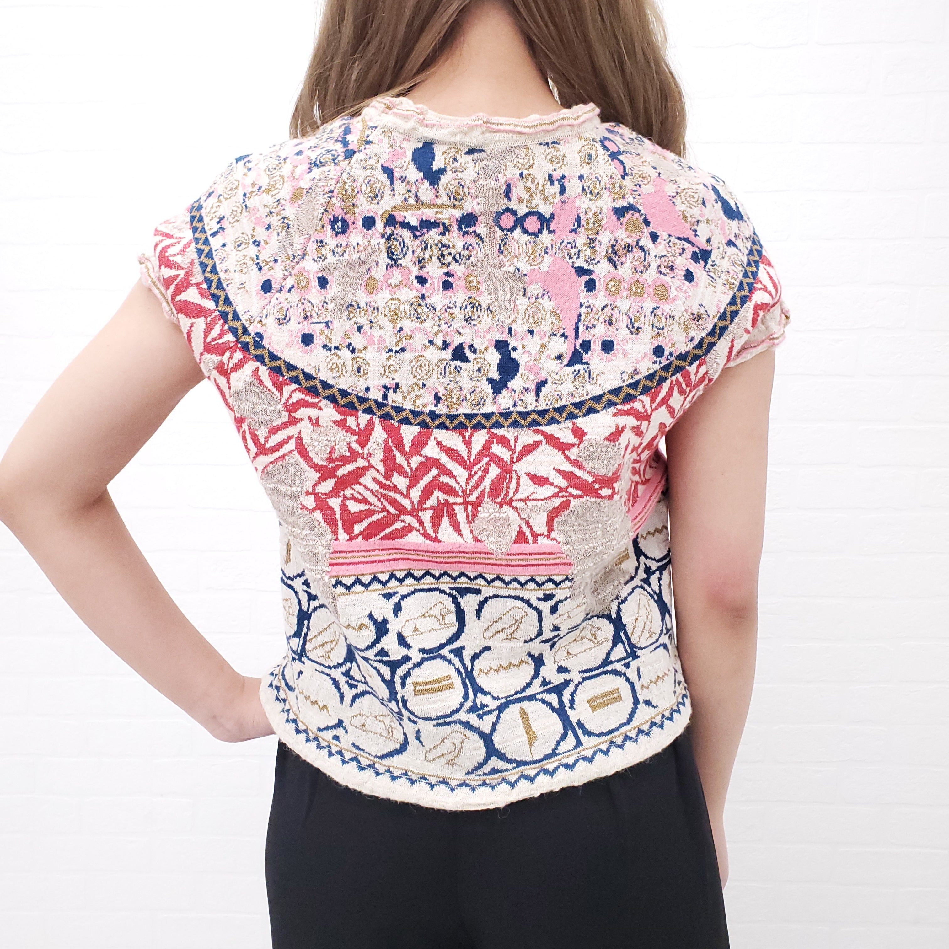 CHANEL KNIT PATTERNED SWEATER - SIZE 36