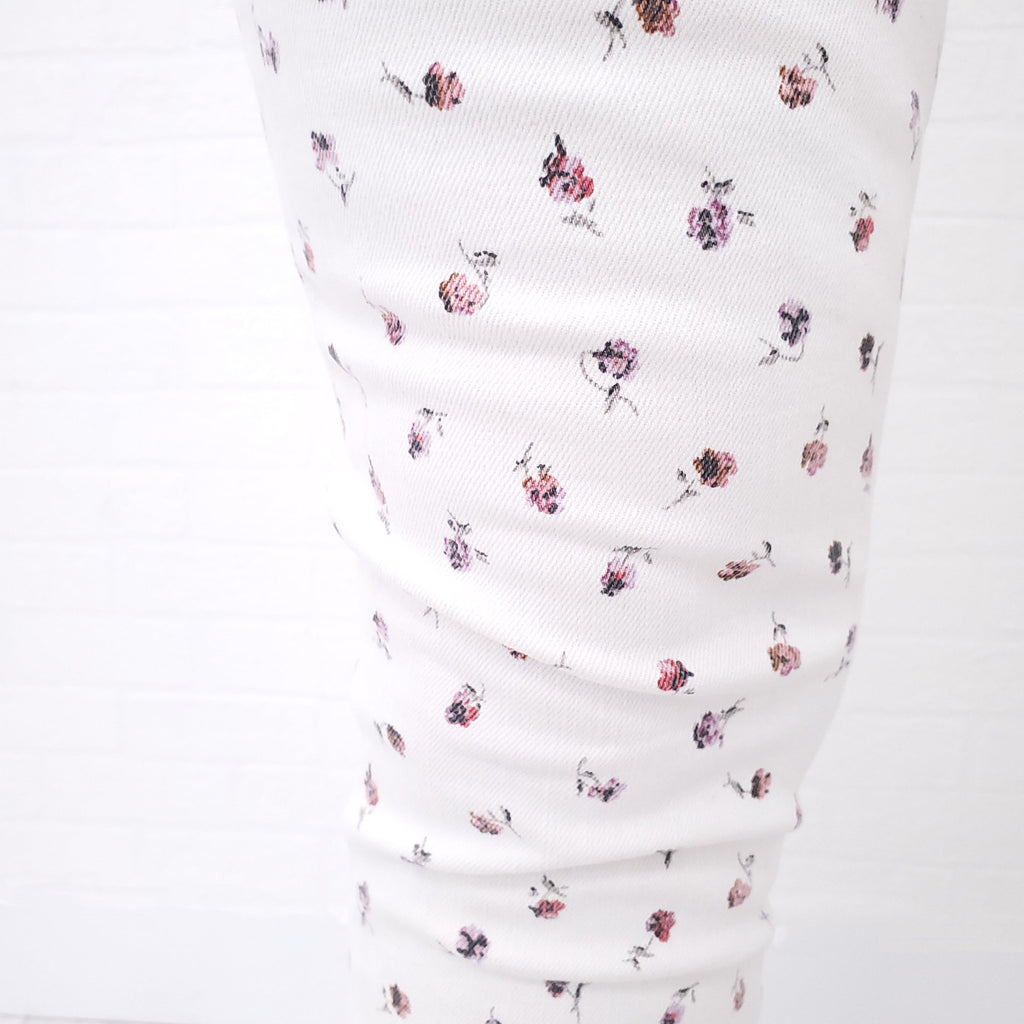 CURRENT/ELLIOTT FLORAL WHITE DENIM JEANS - SIZE 30