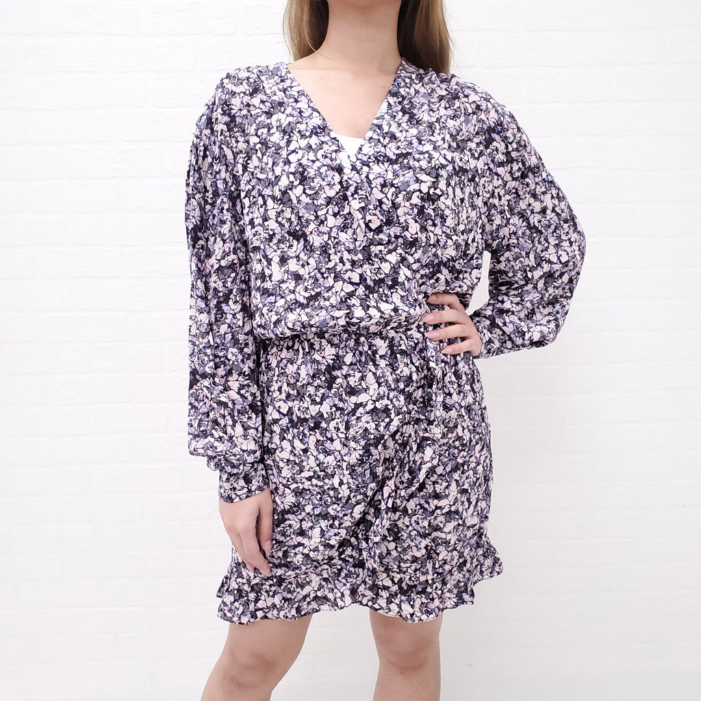 IRO PURPLE PATTERNED DRESS - SIZE 36