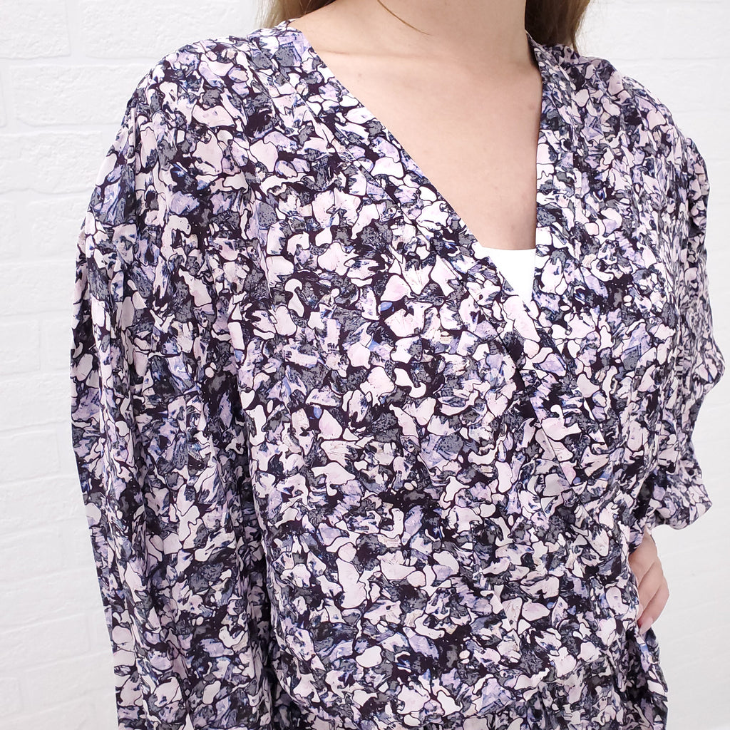 IRO PURPLE PATTERNED DRESS - SIZE 36