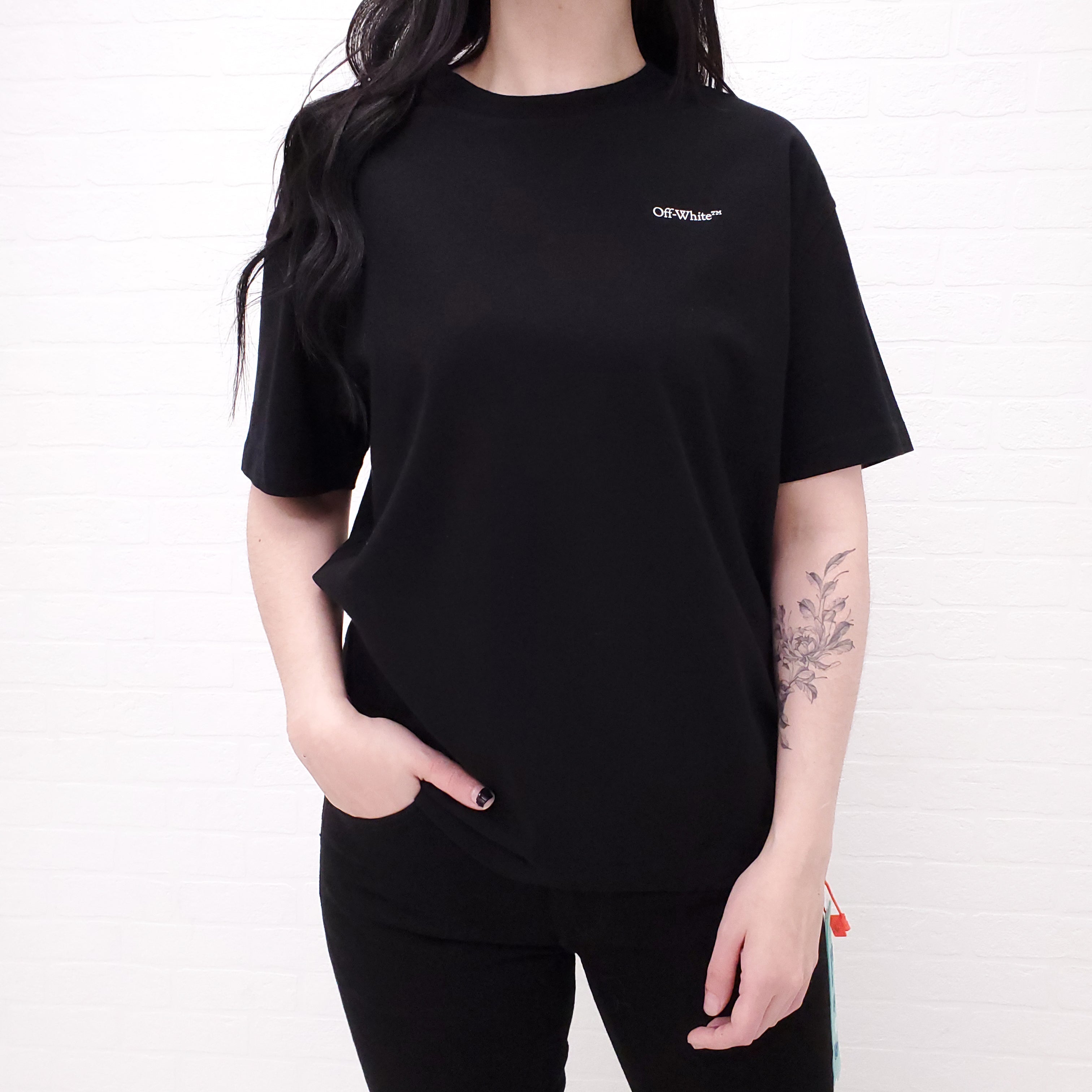 OFF-WHITE FLORAL LOGO T-SHIRT - SIZE M