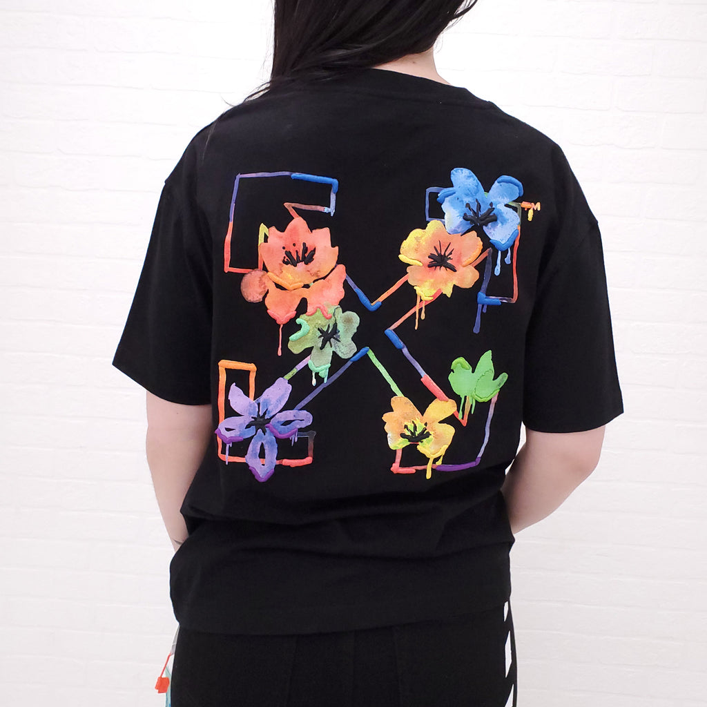 OFF-WHITE FLORAL LOGO T-SHIRT - SIZE M
