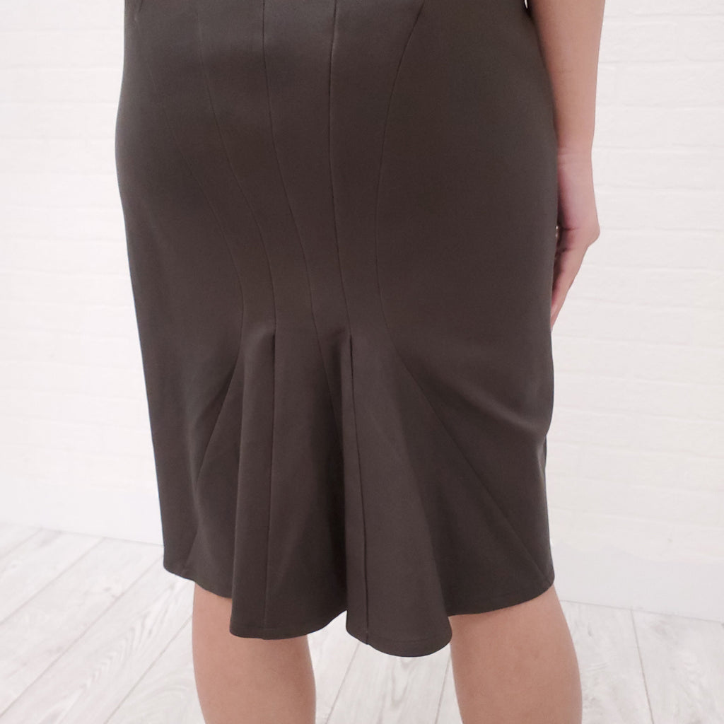 GIVENCHY OLIVE LEATHER DRESS - SIZE 38