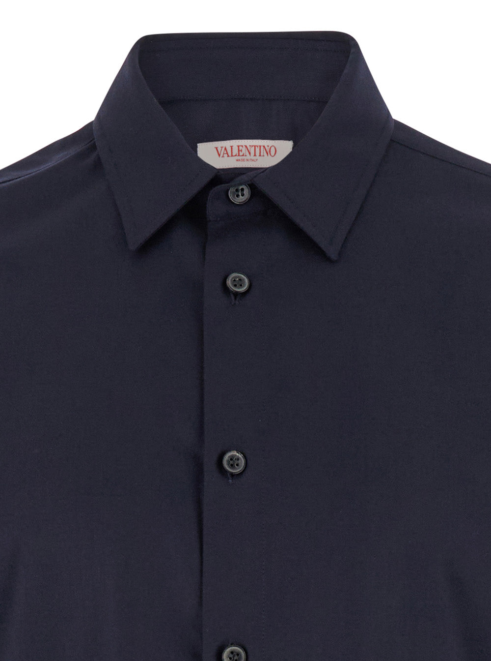 Valentino Men Blue Shirt With Classic Collar In Wool Blend Man