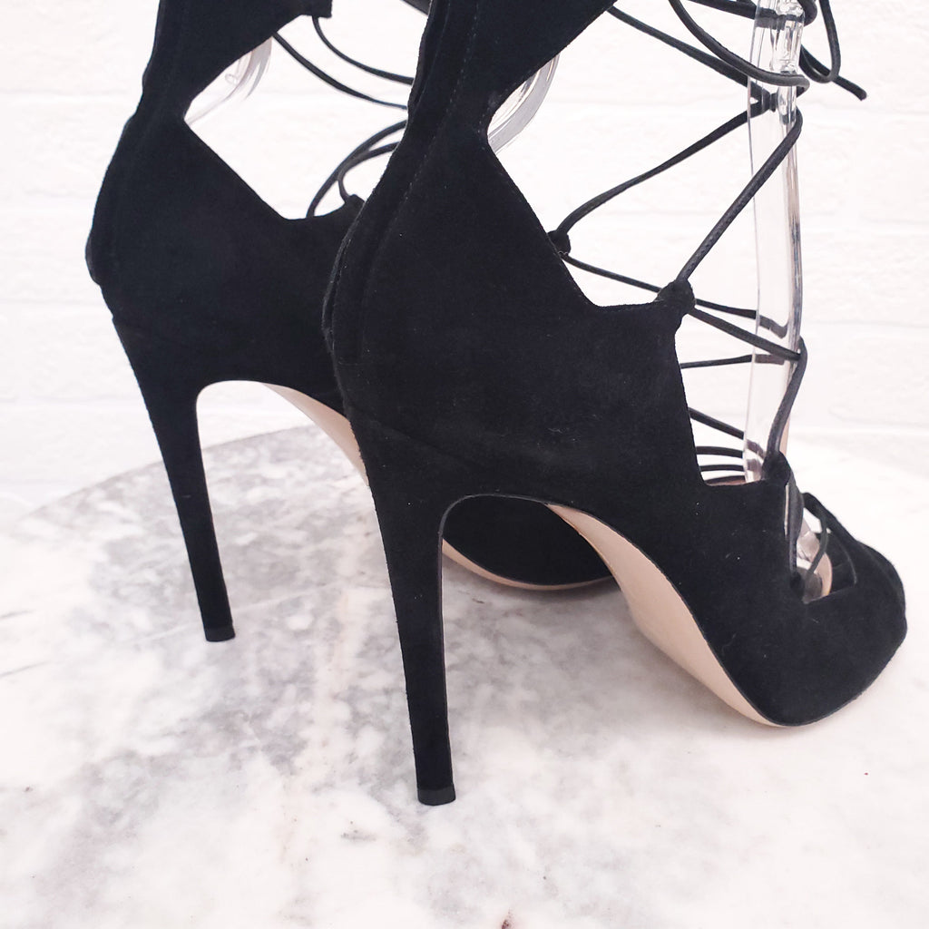 GIANVITO ROSSI SUEDE LACE UP HEELS - SIZE 39